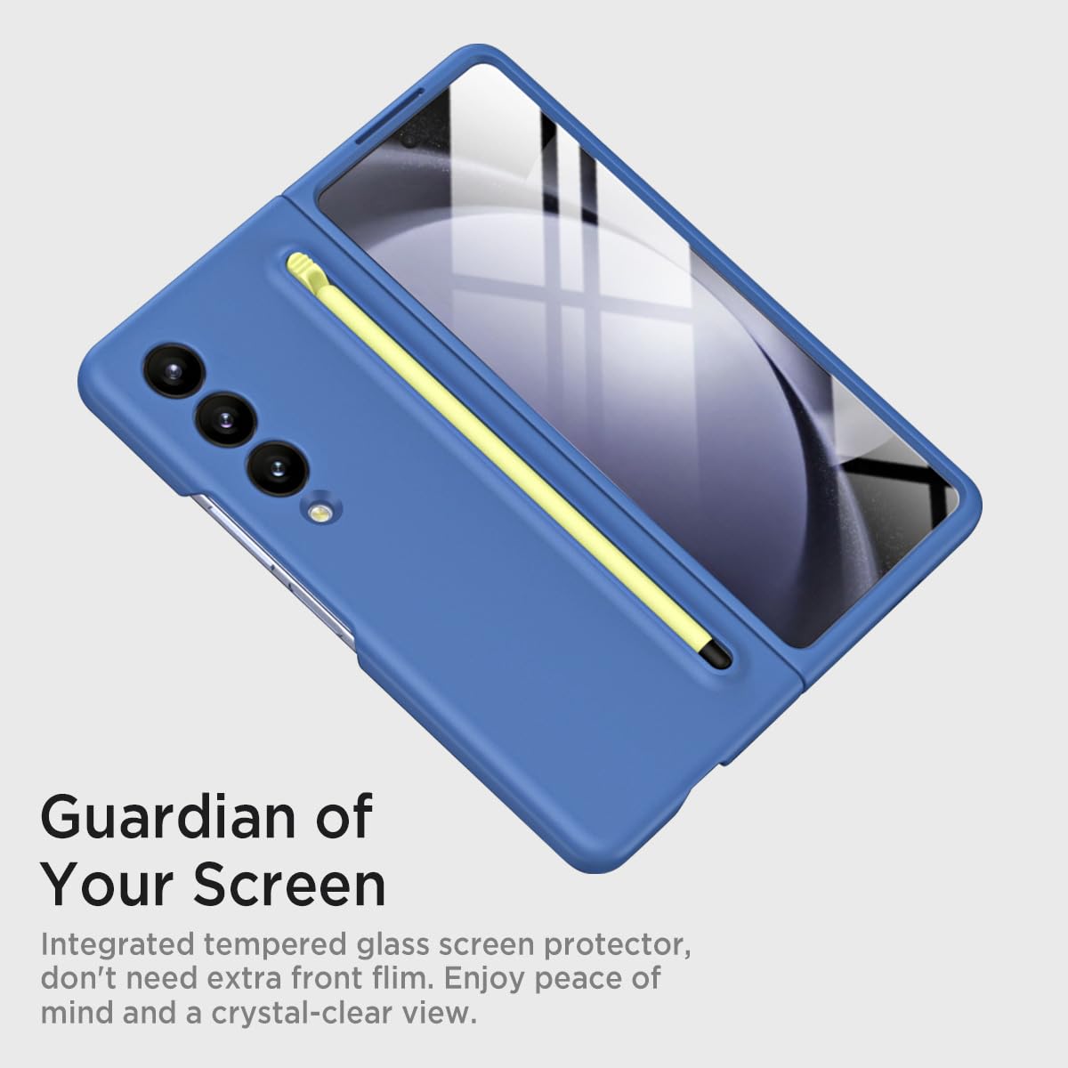 Miimall Miimall Samsung Z Fold 4 Matte Case with S Pen Holder and Front Screen Protector Sky Blue - View 3 of 7