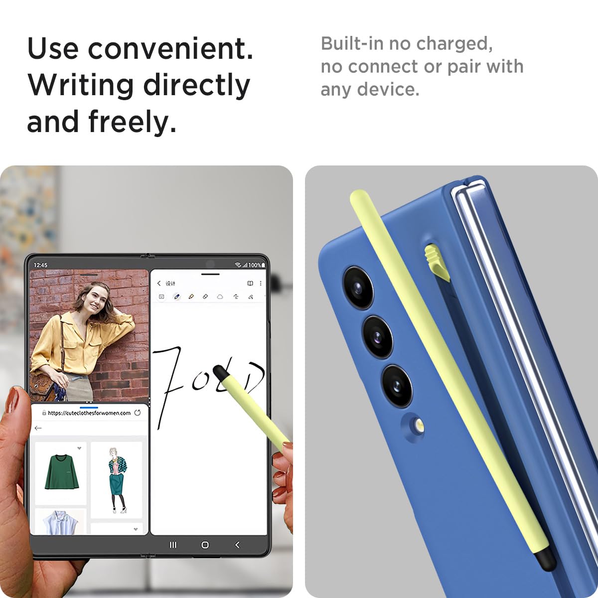 Miimall Miimall Samsung Z Fold 4 Matte Case with S Pen Holder and Front Screen Protector Sky Blue - View 4 of 7