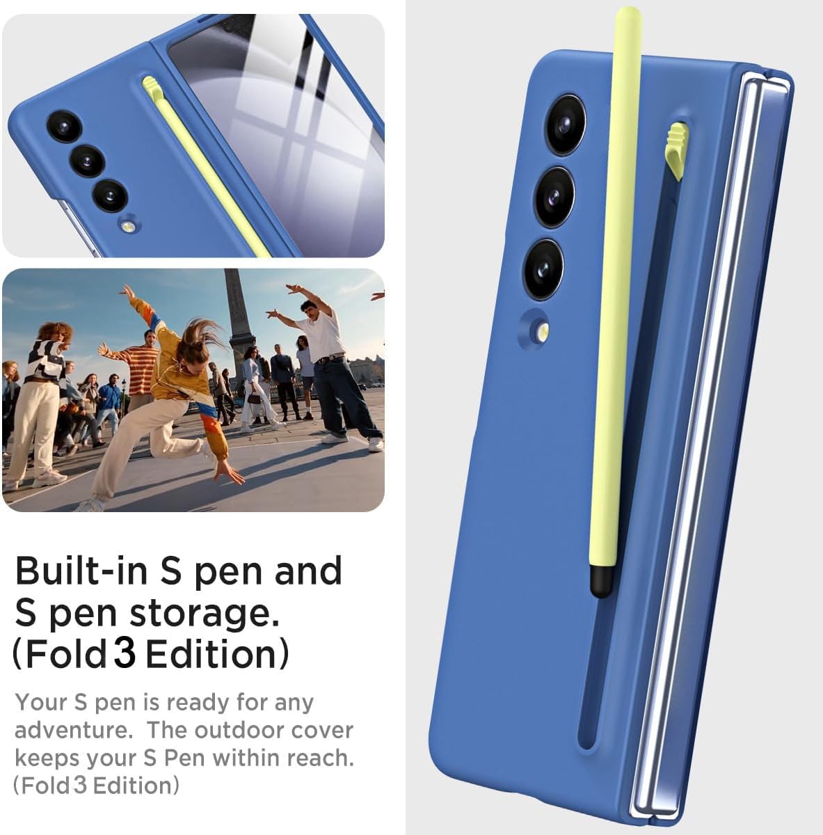 Miimall Miimall Samsung Z Fold 4 Matte Case with S Pen Holder and Front Screen Protector Sky Blue - View 5 of 7