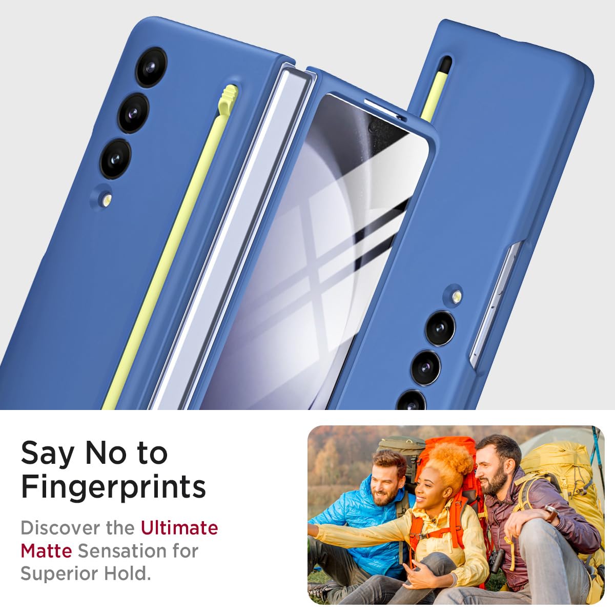 Miimall Miimall Samsung Z Fold 4 Matte Case with S Pen Holder and Front Screen Protector Sky Blue - View 6 of 7
