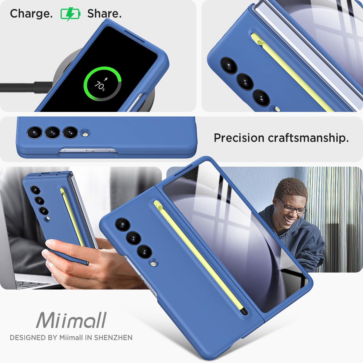 Miimall Miimall Samsung Z Fold 4 Matte Case with S Pen Holder and Front Screen Protector Sky Blue - View 7 of 7