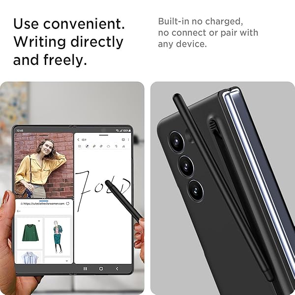 Miimall Miimall Galaxy Z Fold 5 Case with S Pen Ultra Thin Silky Liquid PC Matte Bumper Cover for Samsung Galaxy Z Fold5 5G 2023 Black - View 6 of 9