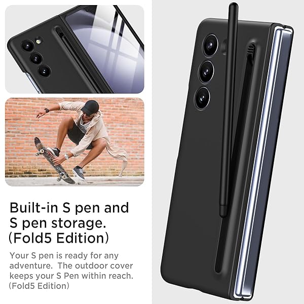 Miimall Miimall Galaxy Z Fold 5 Case with S Pen Ultra Thin Silky Liquid PC Matte Bumper Cover for Samsung Galaxy Z Fold5 5G 2023 Black - View 7 of 9