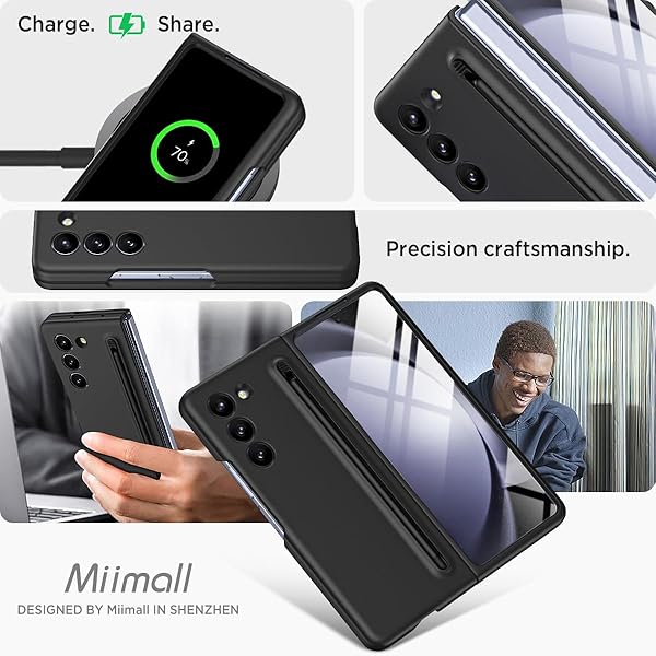 Miimall Miimall Galaxy Z Fold 5 Case with S Pen Ultra Thin Silky Liquid PC Matte Bumper Cover for Samsung Galaxy Z Fold5 5G 2023 Black - View 9 of 9