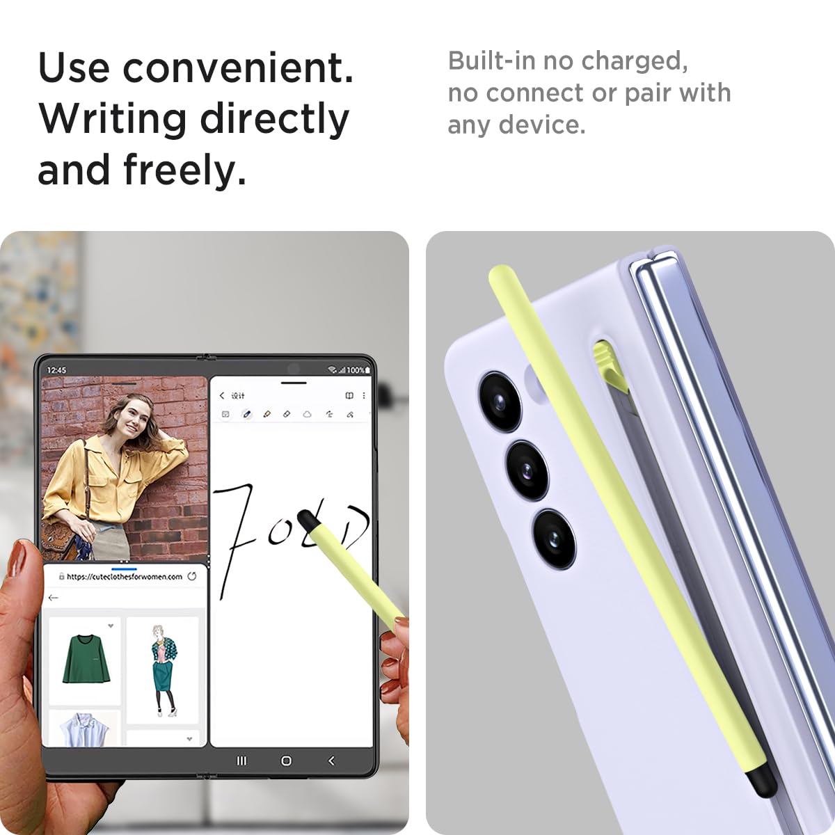 Miimall Miimall Samsung Galaxy Z Fold 5 Case with S Pen Holder Front Screen Protector Anti-Slip Matte Case Purple 2023 - View 4 of 7