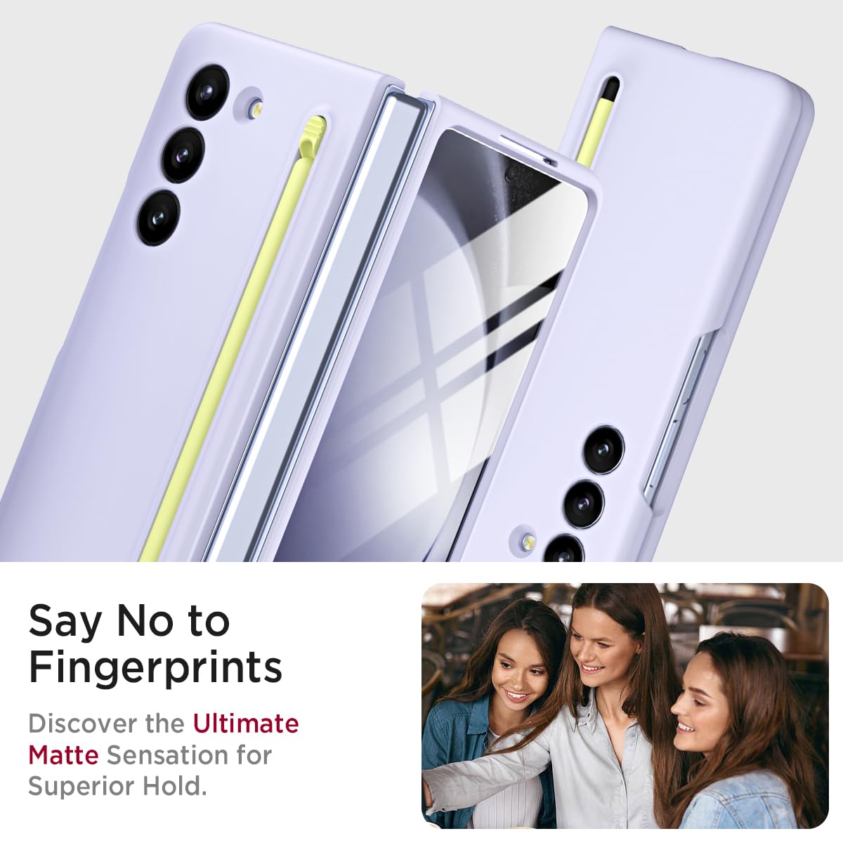 Miimall Miimall Samsung Galaxy Z Fold 5 Case with S Pen Holder Front Screen Protector Anti-Slip Matte Case Purple 2023 - View 6 of 7