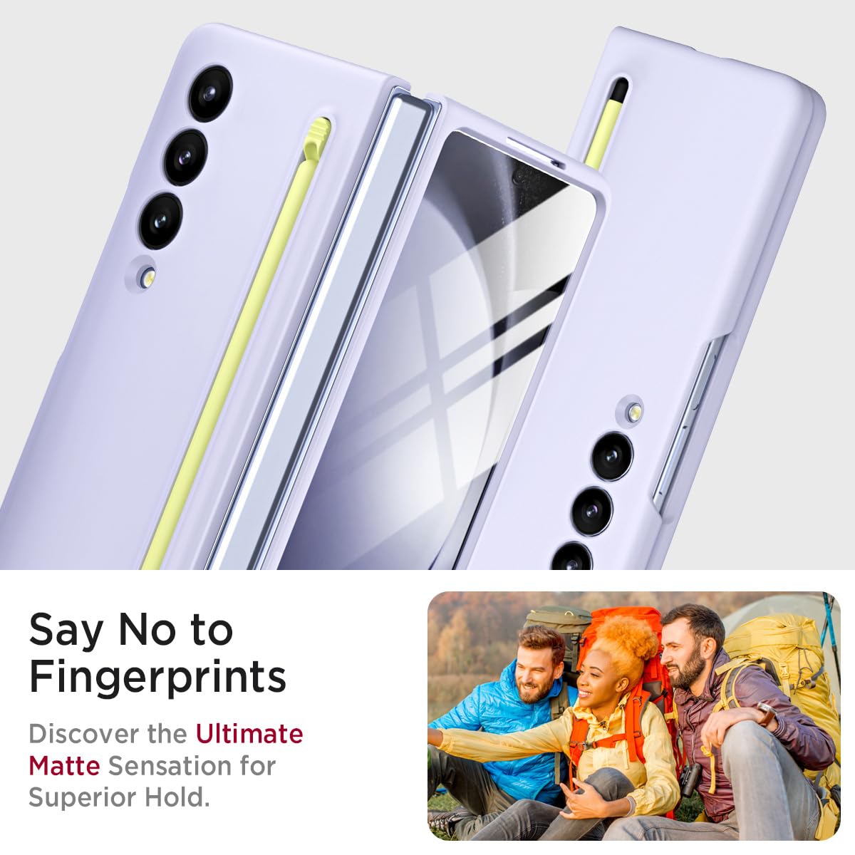 Miimall Miimall Samsung Galaxy Z Fold 4 Case with S Pen Holder Front Screen Protector Anti-Slip Matte Case Purple 2022 - View 6 of 9