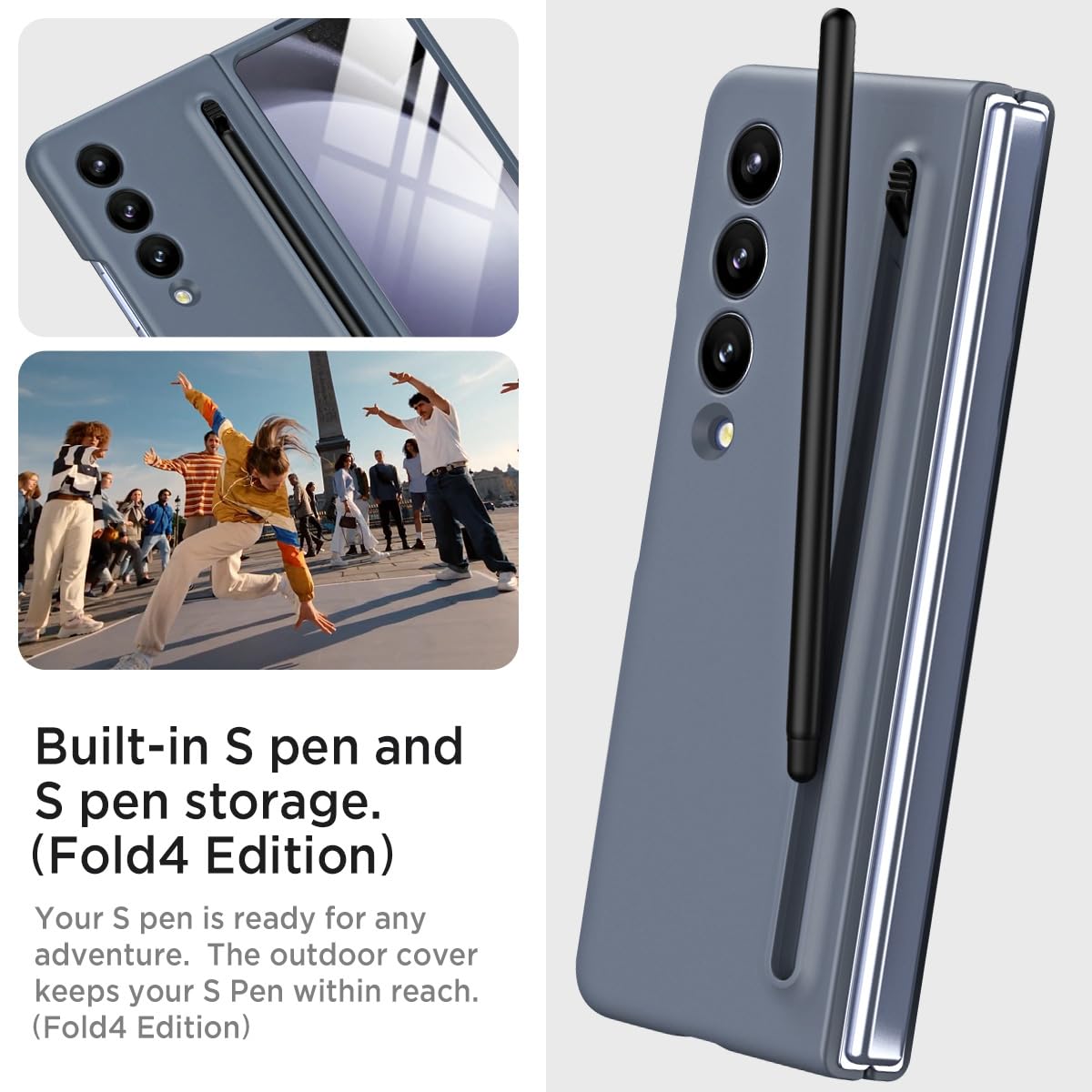 Miimall Miimall Slim S Pen Compatible Case for Galaxy Z Fold 4 Ultra-Thin Matte Bumper Cover Dark Gray 2022 - View 5 of 7