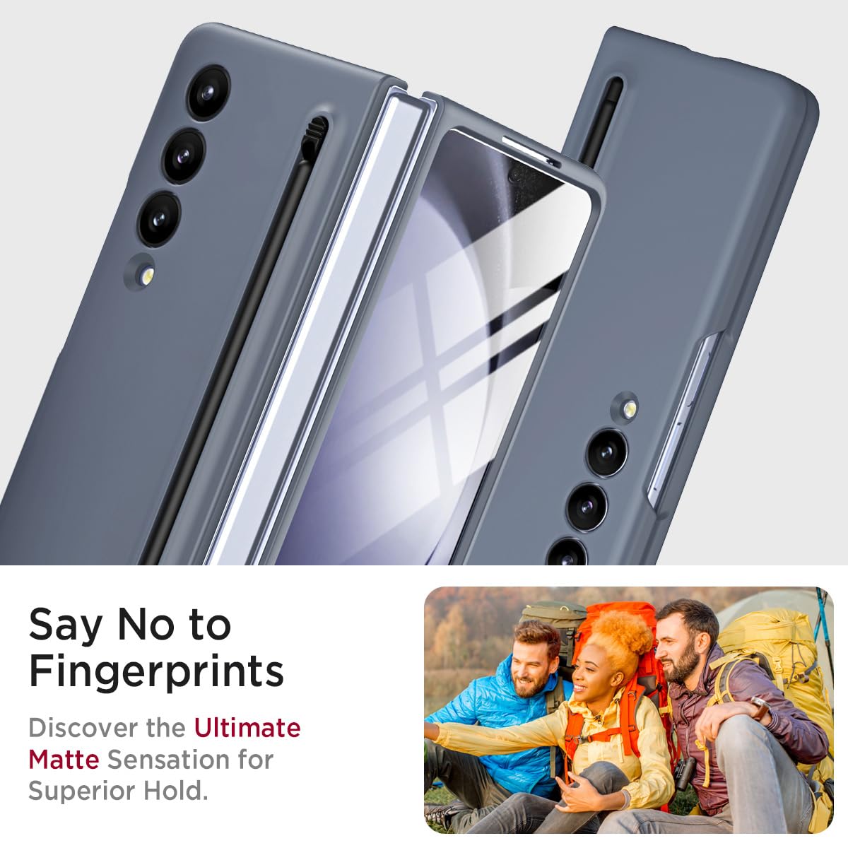 Miimall Miimall Slim S Pen Compatible Case for Galaxy Z Fold 4 Ultra-Thin Matte Bumper Cover Dark Gray 2022 - View 6 of 7