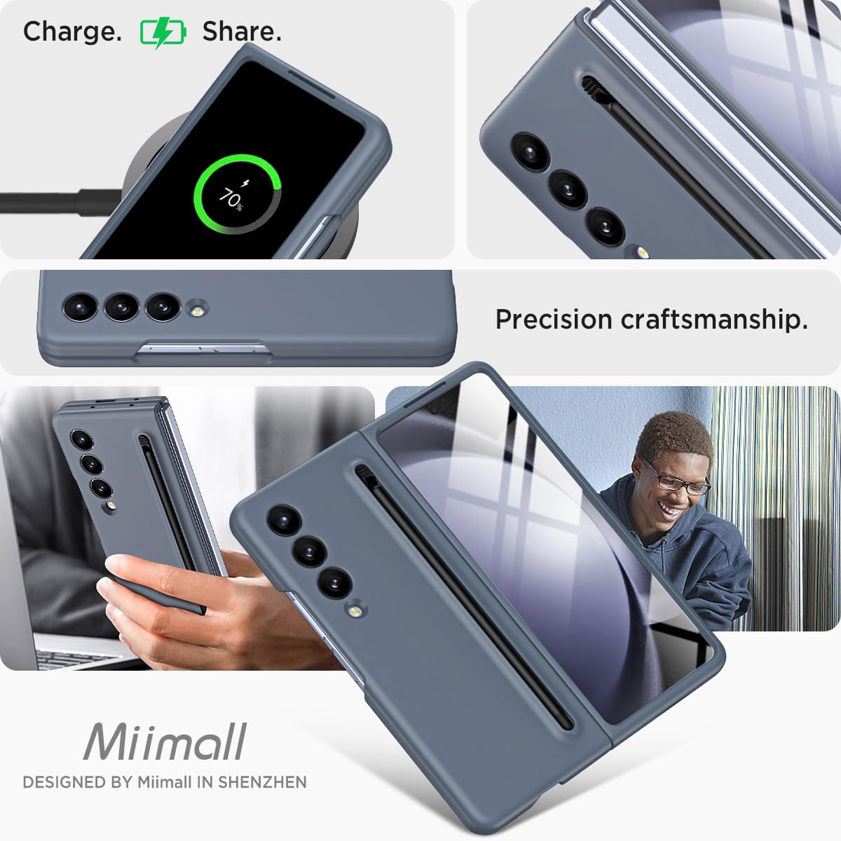 Miimall Miimall Slim S Pen Compatible Case for Galaxy Z Fold 4 Ultra-Thin Matte Bumper Cover Dark Gray 2022 - View 7 of 7