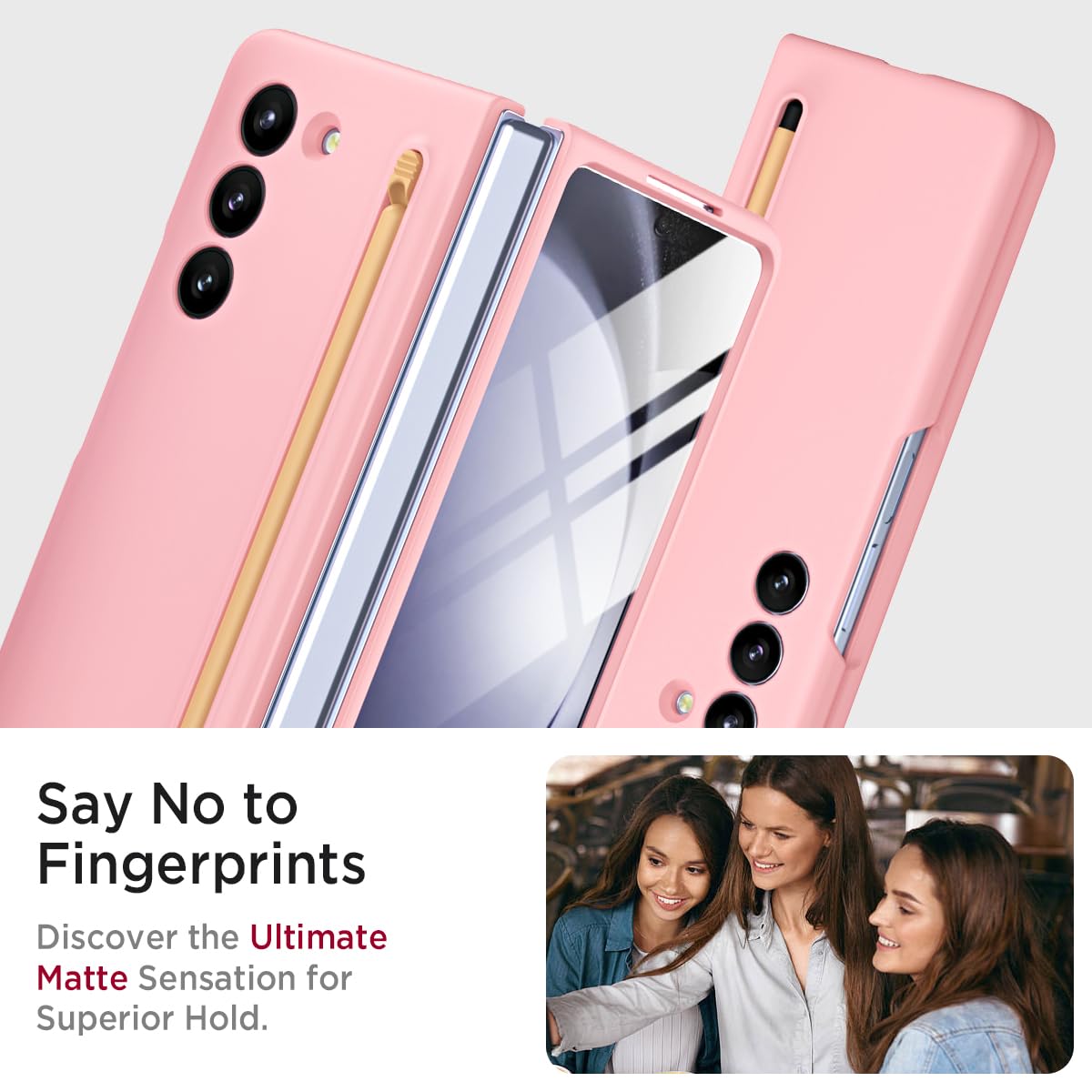 Miimall Miimall Slim Case for Galaxy Z Fold4 with Pen Holder and Screen Protector Pink Liquid Hard PC Matte Case for Samsung Galaxy Z Fold 4 2022 - View 6 of 9