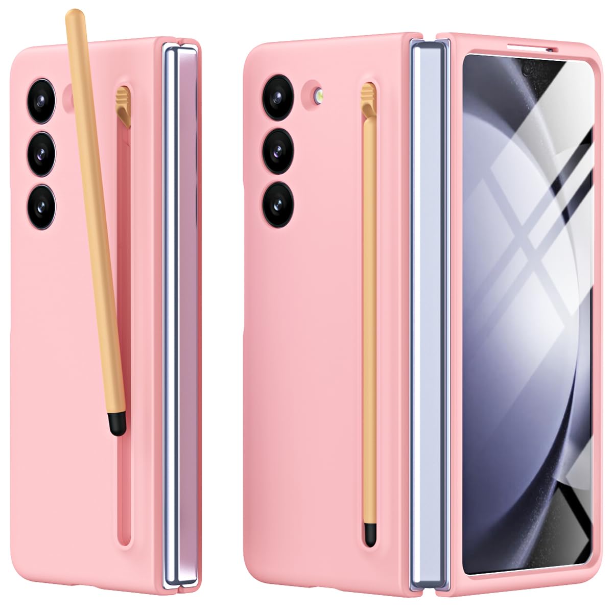 Miimall Miimall Slim Case for Galaxy Z Fold4 with Pen Holder and Screen Protector Pink Liquid Hard PC Matte Case for Samsung Galaxy Z Fold 4 2022
