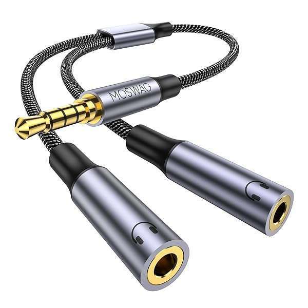 MOSWAG Buy MOSWAG 3.5mm Headphone Mic Splitter Y Adapter - Dual Female to Male Audio Cable for Headsets - View 2 of 7