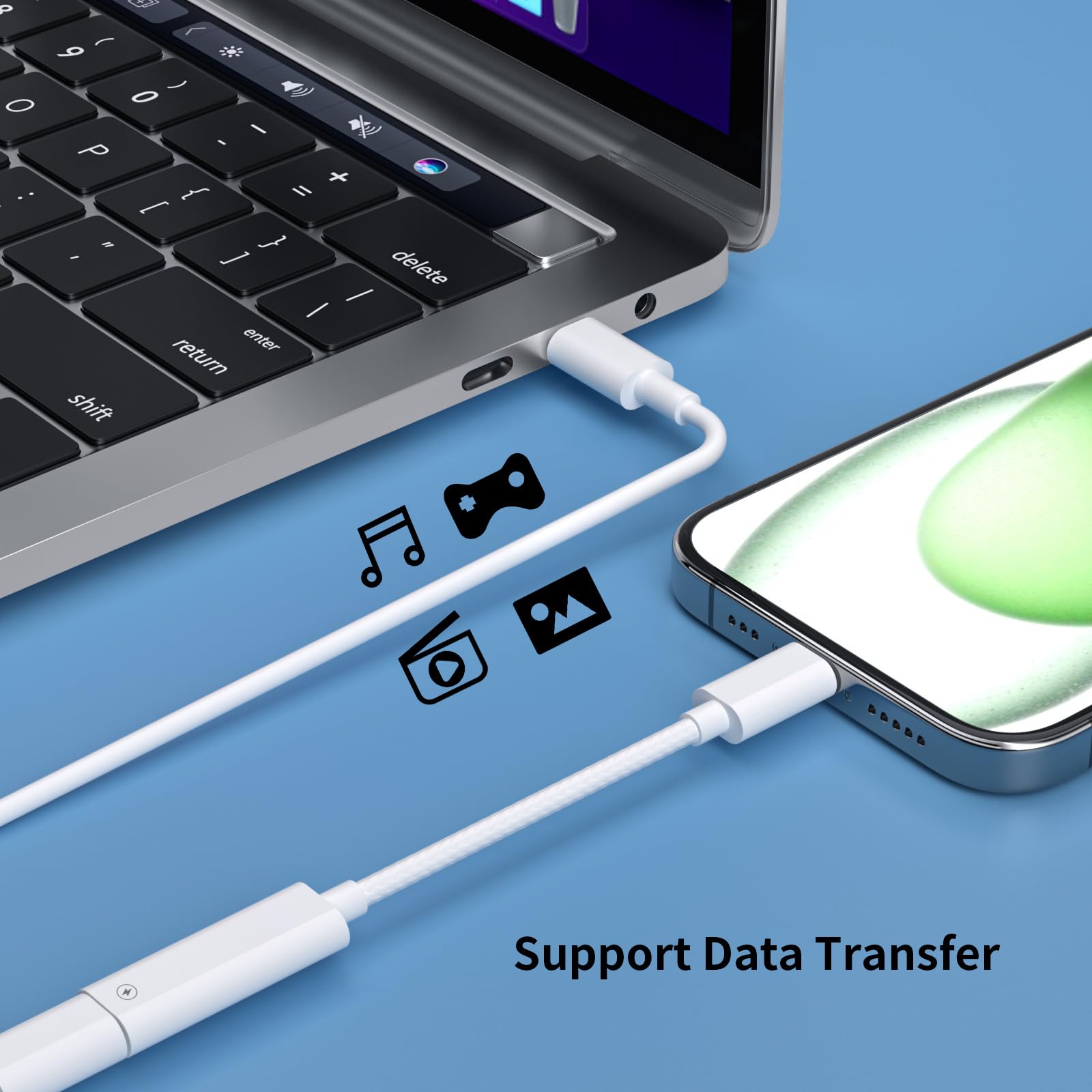 ACAGET USB C to Lightning Adapter Cable for iPhone 16 Plus 15 Pro Max Fast Charging Data Transfer for iPad 10 Pro Air Type C Male to Lightning Female - View 4 of 7