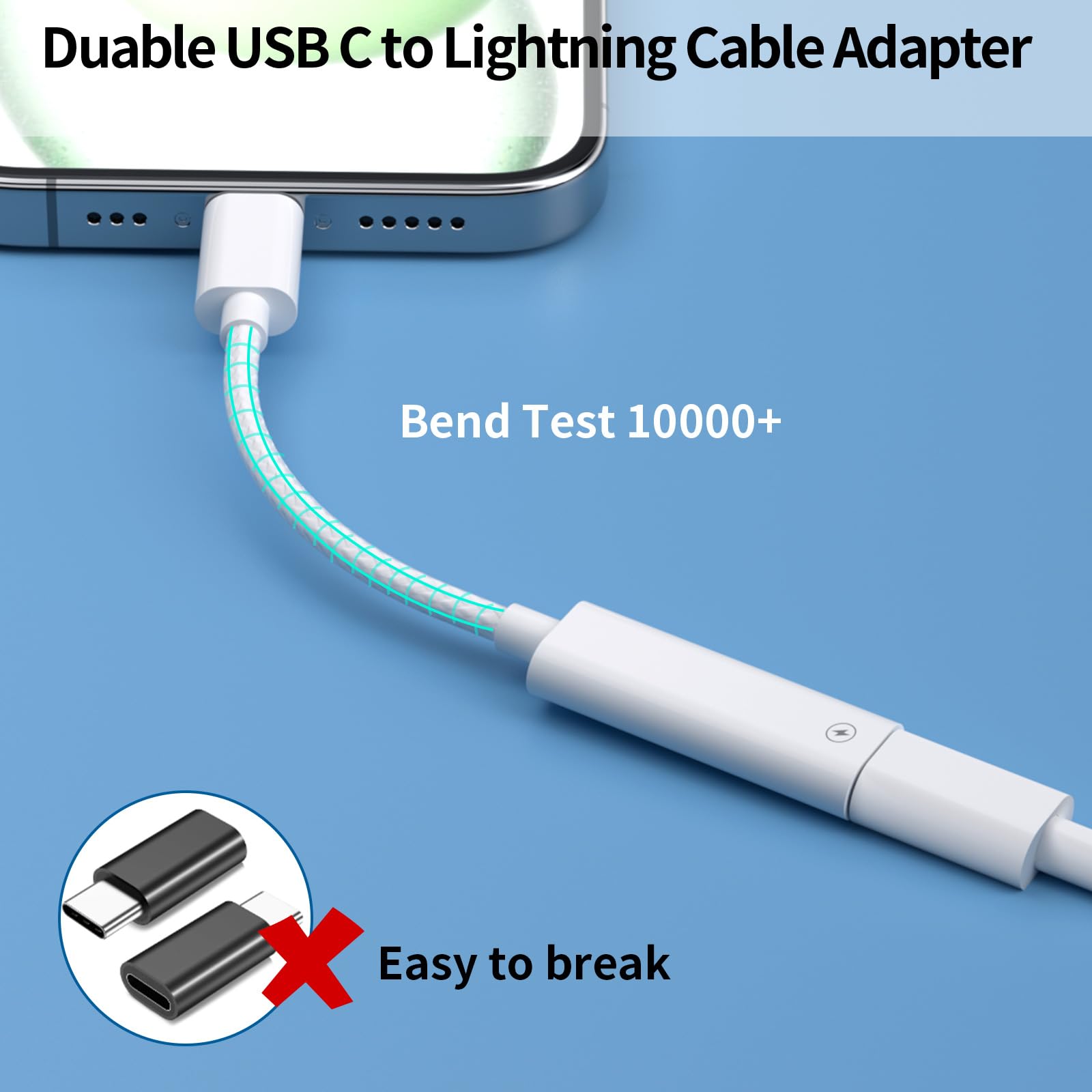 ACAGET USB C to Lightning Adapter Cable for iPhone 16 Plus 15 Pro Max Fast Charging Data Transfer for iPad 10 Pro Air Type C Male to Lightning Female - View 5 of 7