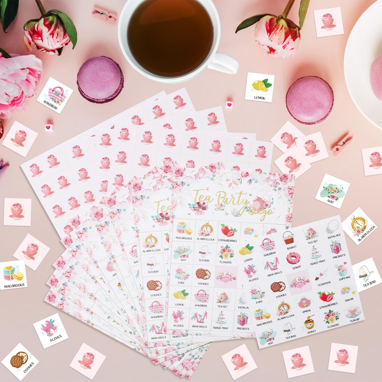 Shappy Shappy 35 Pcs Floral Tea Party Bingo Cards for 24 Players Perfect for Birthday Wedding Games Family Activities and Party Favors - View 4 of 6