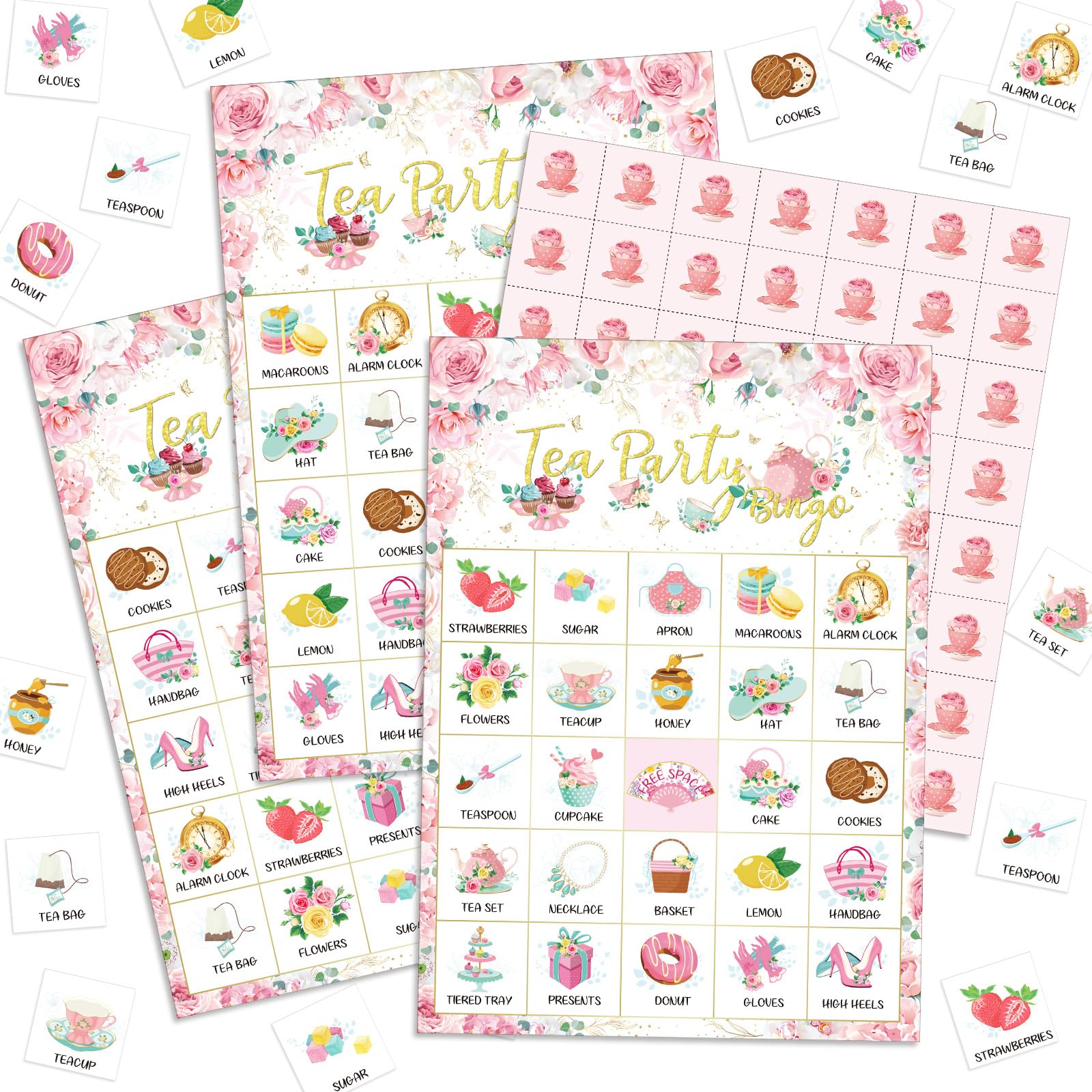 Shappy 35 Pcs Floral Tea Party Bingo Cards for 24 Players Perfect for Birthday Wedding Games Family Activities and Party Favors