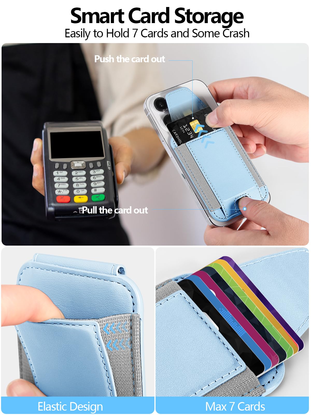 Miroddi Miroddi MagSafe Wallet with Privacy Flap Strong Magnetic Card Holder for iPhone 16 15 14 13 12 Leather RFID Blocking White Ice - View 4 of 7