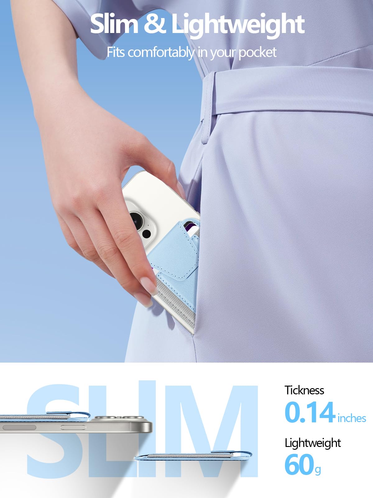 Miroddi Miroddi MagSafe Wallet with Privacy Flap Strong Magnetic Card Holder for iPhone 16 15 14 13 12 Leather RFID Blocking White Ice - View 5 of 7