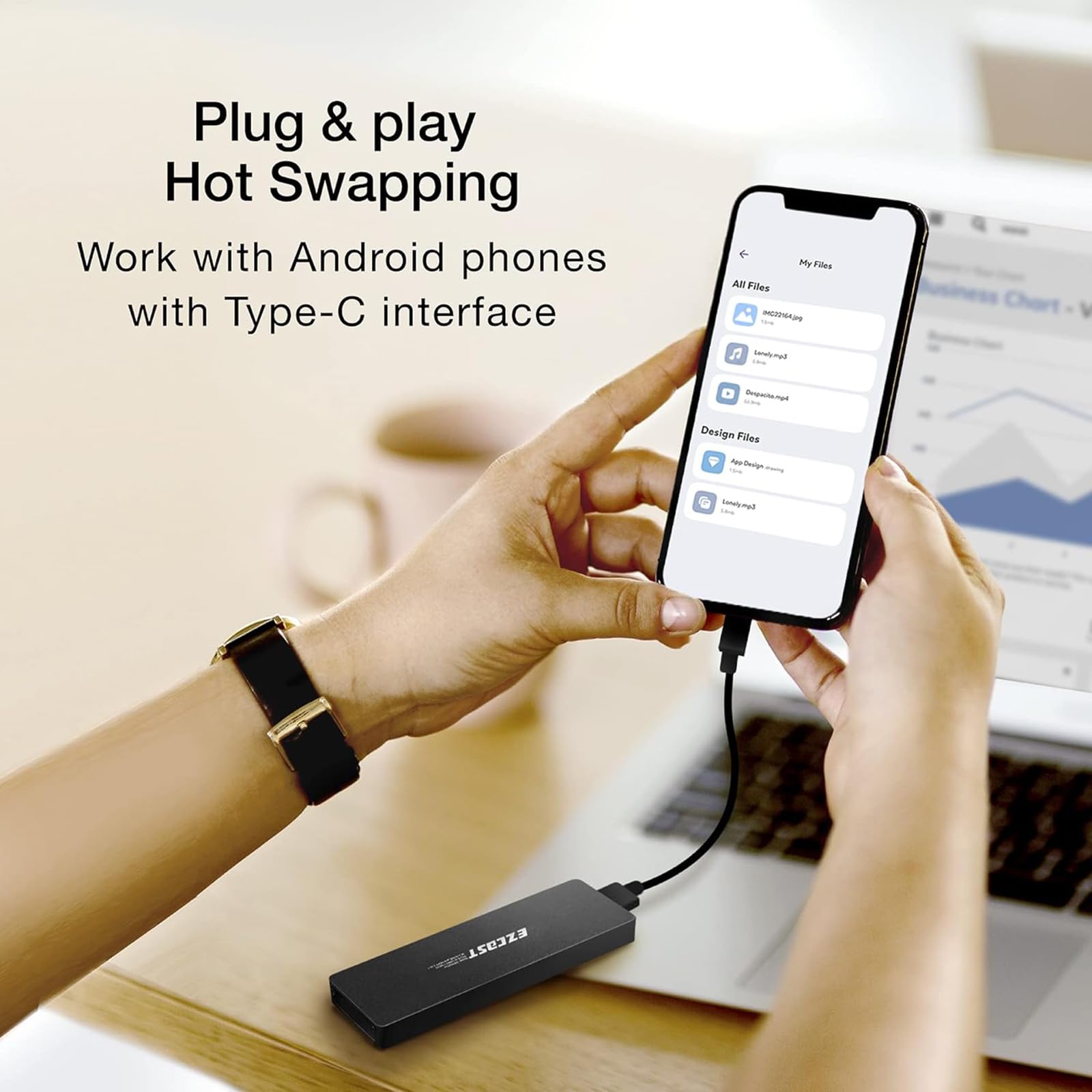 GloryKylin M2 NVME SATA SSD Enclosure USB C 3.1 Gen 2 10 Gbps Supports M and B M Keys 2280 2230 2242 2260 SSDs - View 5 of 7