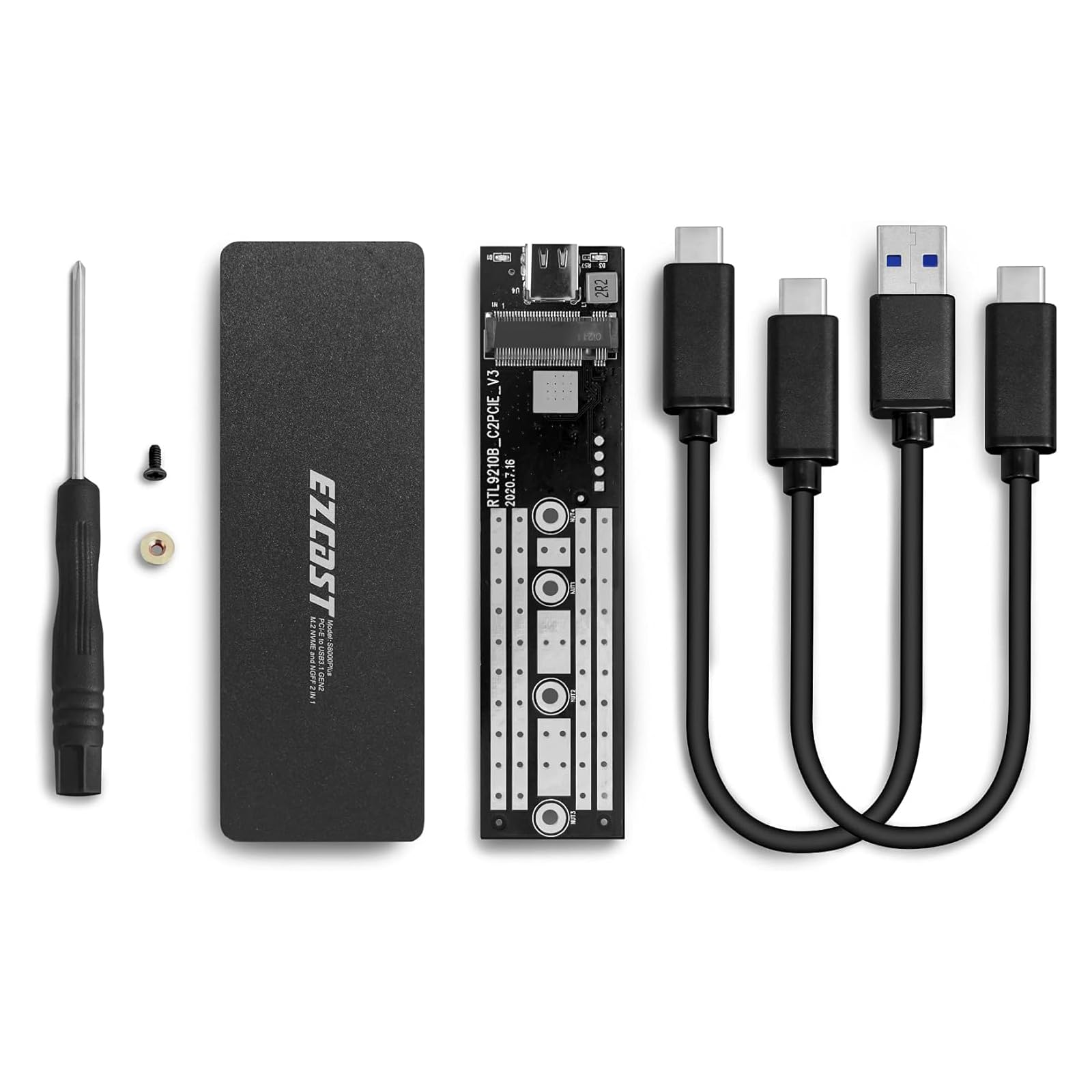 GloryKylin M2 NVME SATA SSD Enclosure USB C 3.1 Gen 2 10 Gbps Supports M and B M Keys 2280 2230 2242 2260 SSDs - View 7 of 7