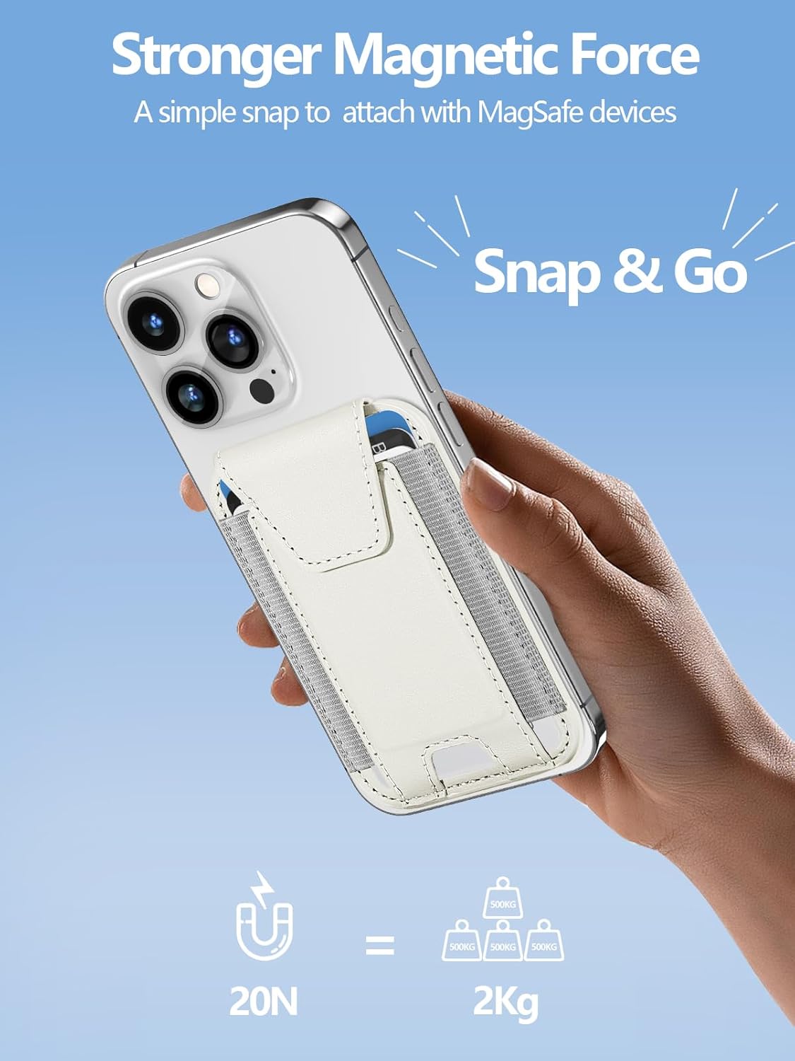 Miroddi Miroddi MagSafe Wallet with Privacy Flap Strong Magnetic Card Holder for iPhone 16 15 14 13 12 Leather Wallet Fits 7 Cards RFID Blocking Creamy White - View 3 of 8