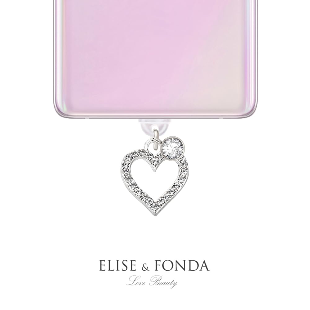 ELISE & FONDA ELISE FONDA TP300 Type-C USB Charging Port Anti Dust Plug Crystal Love Heart Charm for Samsung OnePlus Xiaomi Oppo iPhone 15 16 White - View 3 of 7