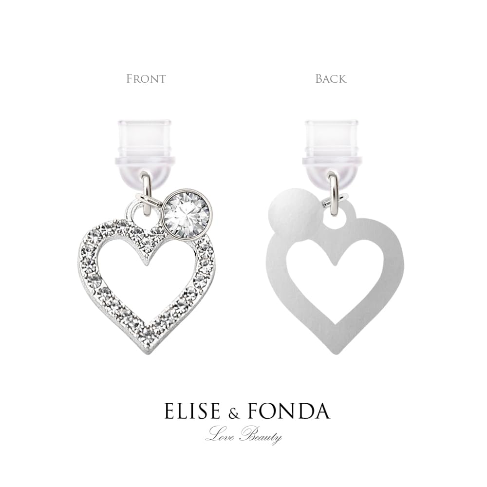 ELISE & FONDA ELISE FONDA TP300 Type-C USB Charging Port Anti Dust Plug Crystal Love Heart Charm for Samsung OnePlus Xiaomi Oppo iPhone 15 16 White - View 4 of 7