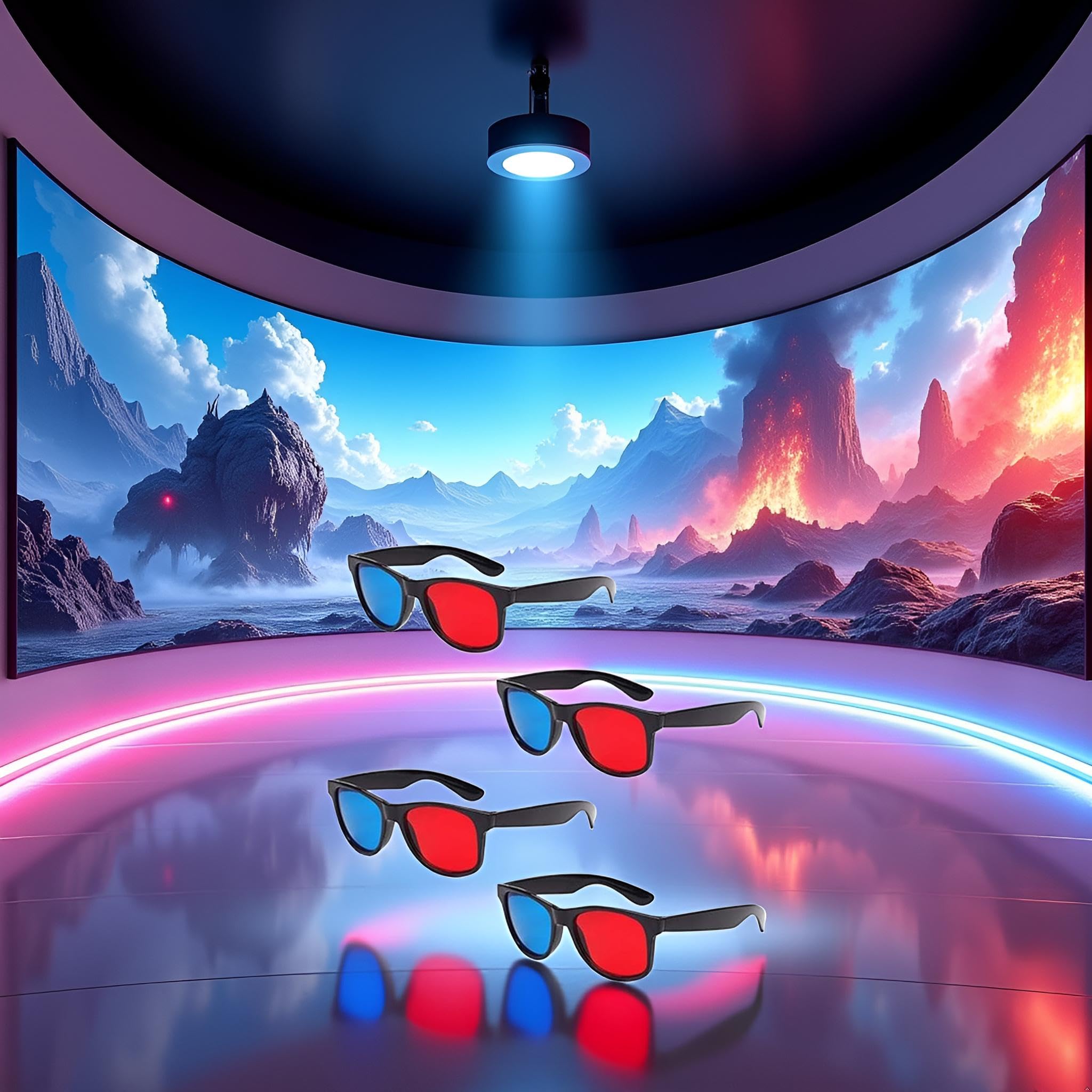 Jinshining 4 Pcs Red and Blue 3D Glasses for Universal TV Movies and Games Lightweight Simple Design Ideal for 3D Viewing - View 7 of 9