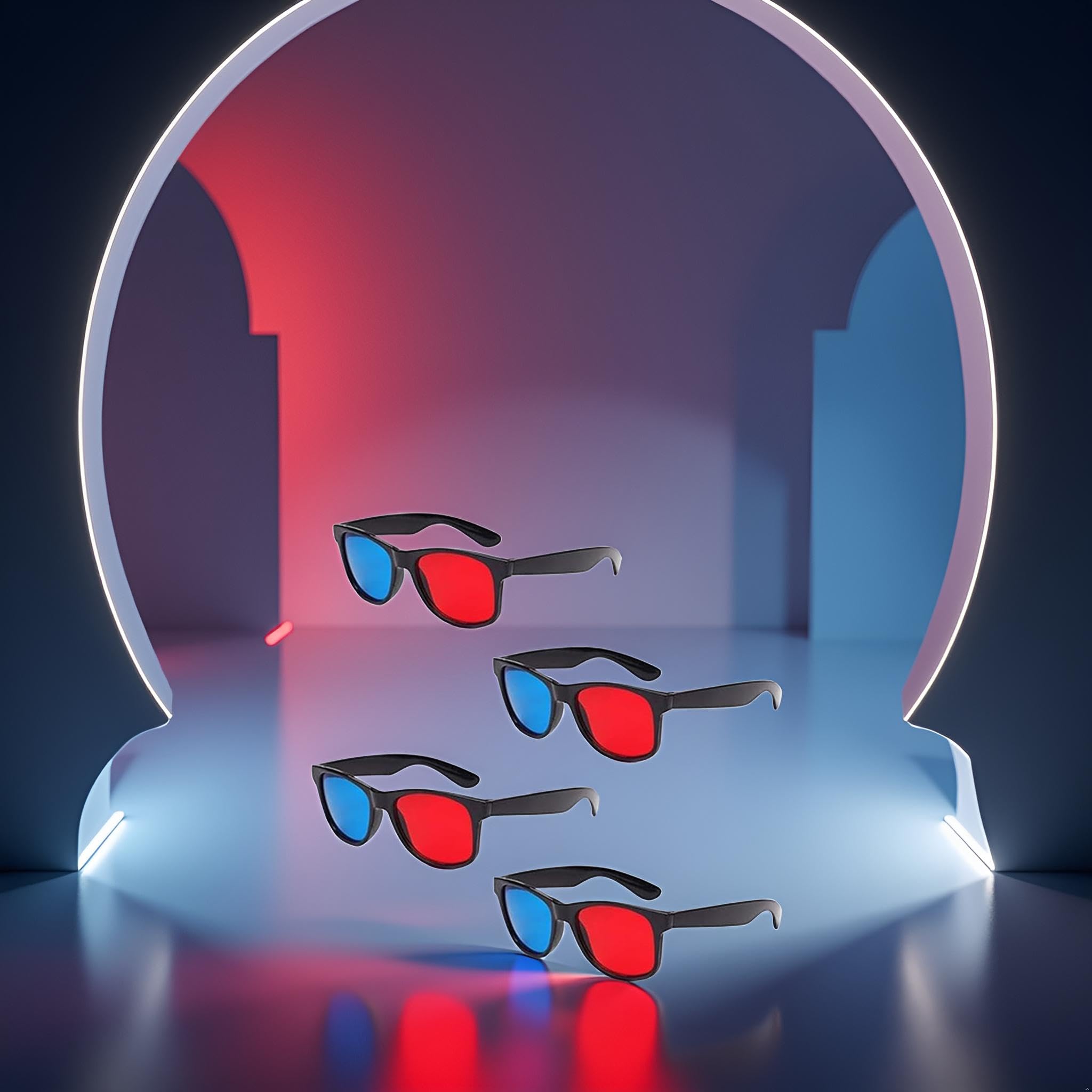 Jinshining 4 Pcs Red and Blue 3D Glasses for Universal TV Movies and Games Lightweight Simple Design Ideal for 3D Viewing - View 9 of 9