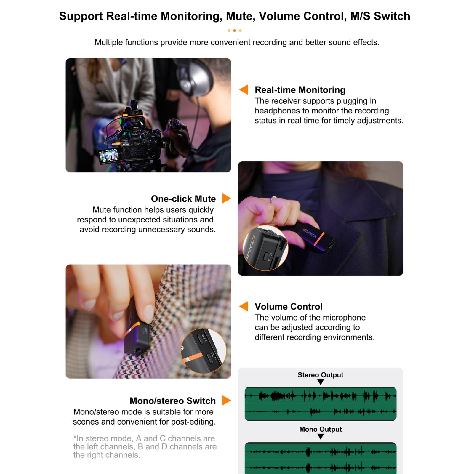 COMICA COMICA Vimo Q Four-Channel Mini Wireless Lavalier Microphone System for Phone Video Recording and Interviews with Charging Case - View 6 of 9