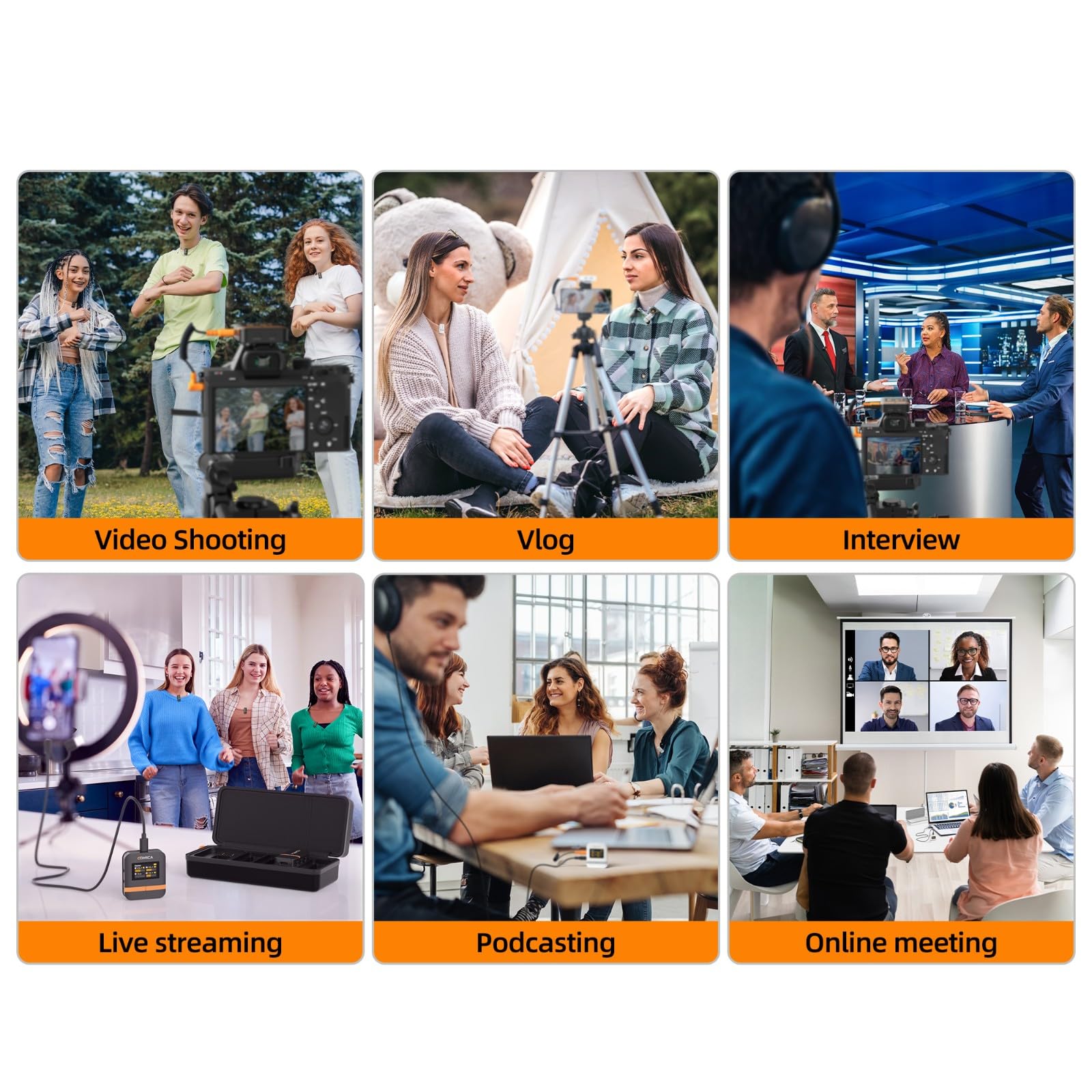 COMICA COMICA Vimo Q Four-Channel Mini Wireless Lavalier Microphone System for Phone Video Recording and Interviews with Charging Case - View 7 of 9