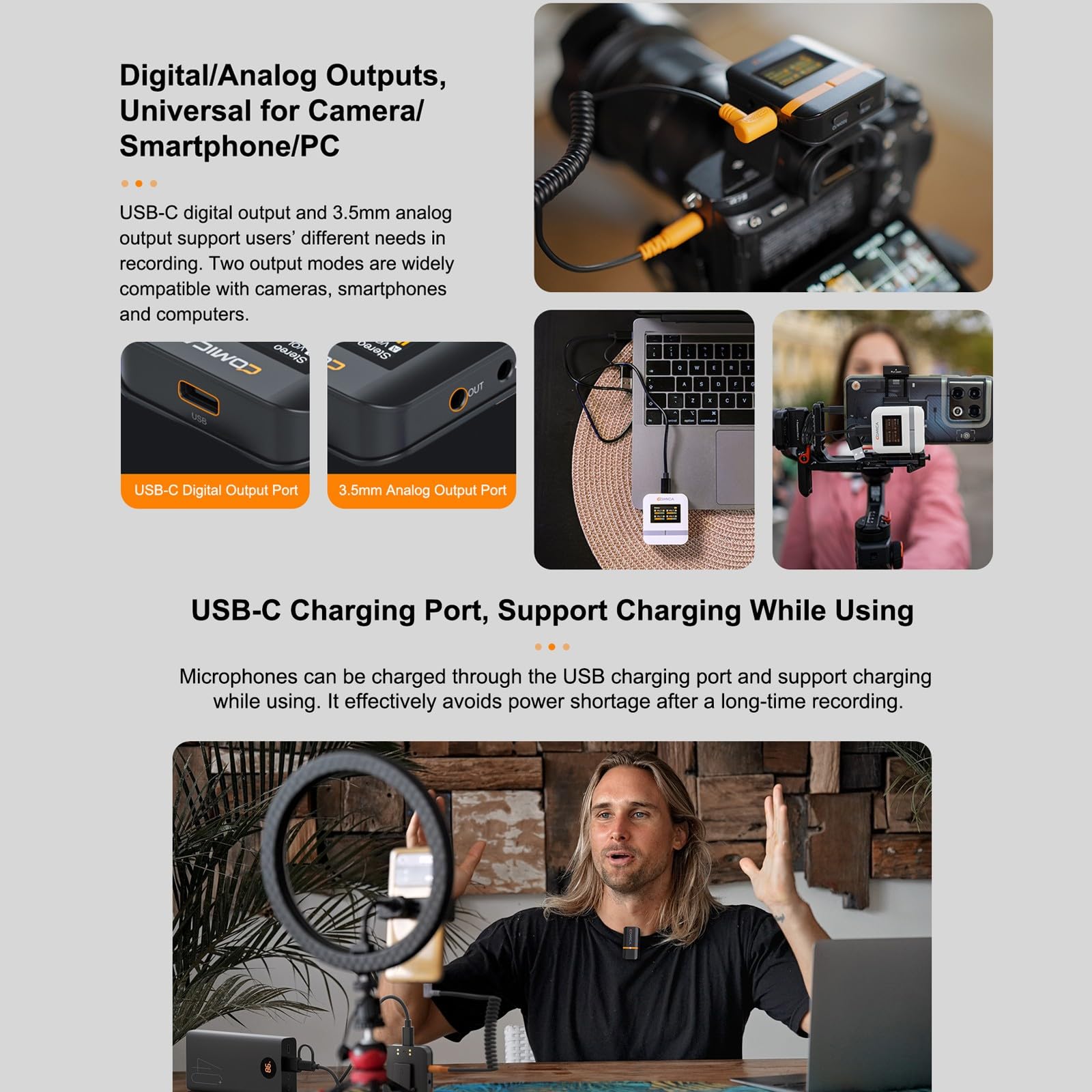 COMICA COMICA Vimo Q Four-Channel Mini Wireless Lavalier Microphone System for Phone Video Recording and Interviews with Charging Case - View 8 of 9