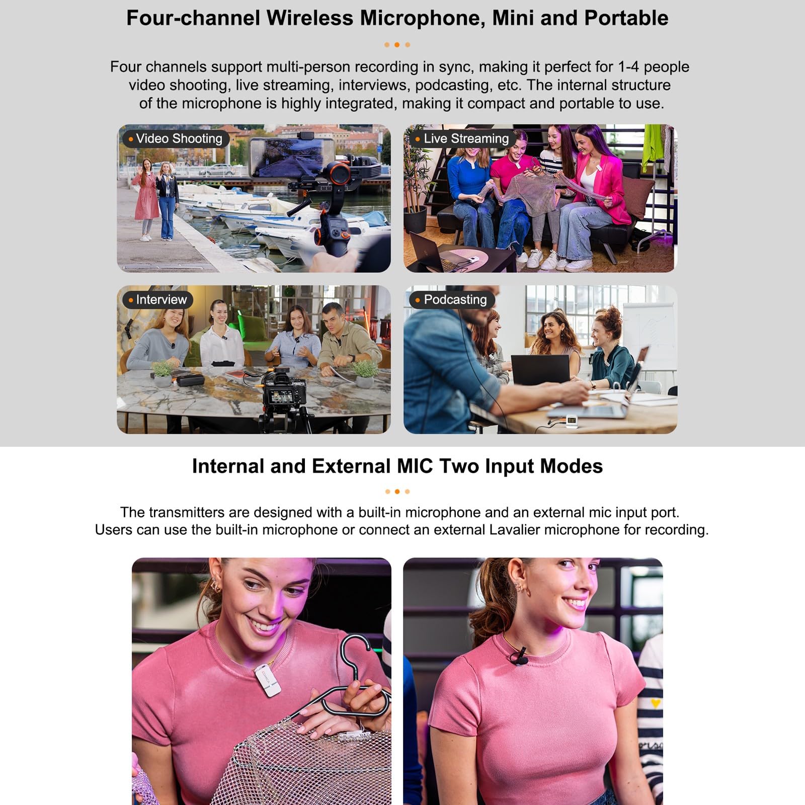 COMICA COMICA Vimo Q Four-Channel Mini Wireless Lavalier Microphone System for Phone Video Recording and Interviews with Charging Case - View 9 of 9