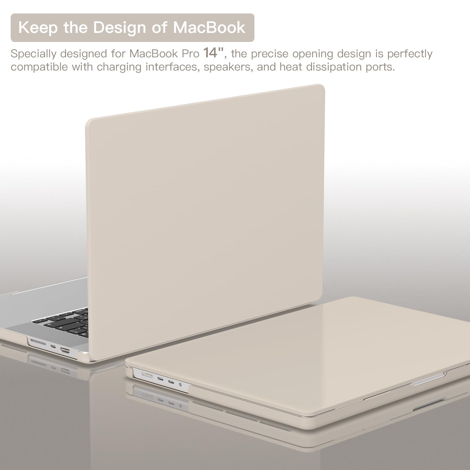 CISSOOK CISSOOK Beige Hard Shell Case for MacBook Pro 14 inch Models 2021 to 2025 M1 M2 M3 M4 A2992 A3112 A3185 A3401 A2918 A2779 - View 5 of 7
