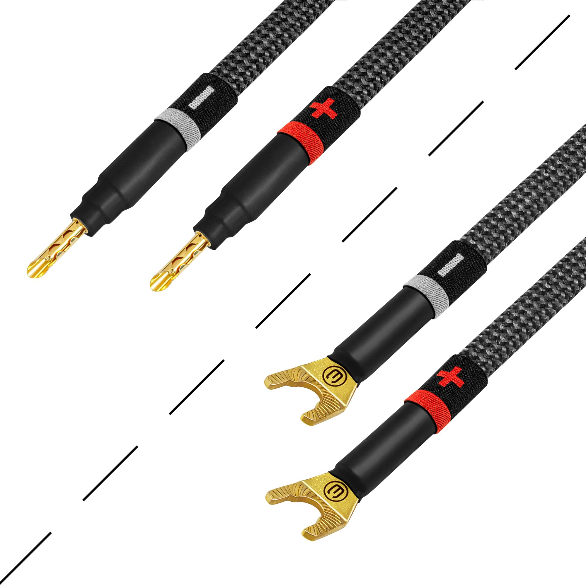WORLDS BEST CABLES Worlds Best Cables 4 Units 6 Inch 8 AWG Ultra Pure OFC Premium Audiophile HiFi Speaker Jumper Cables with Gold Banana Spade Plugs - View 4 of 7
