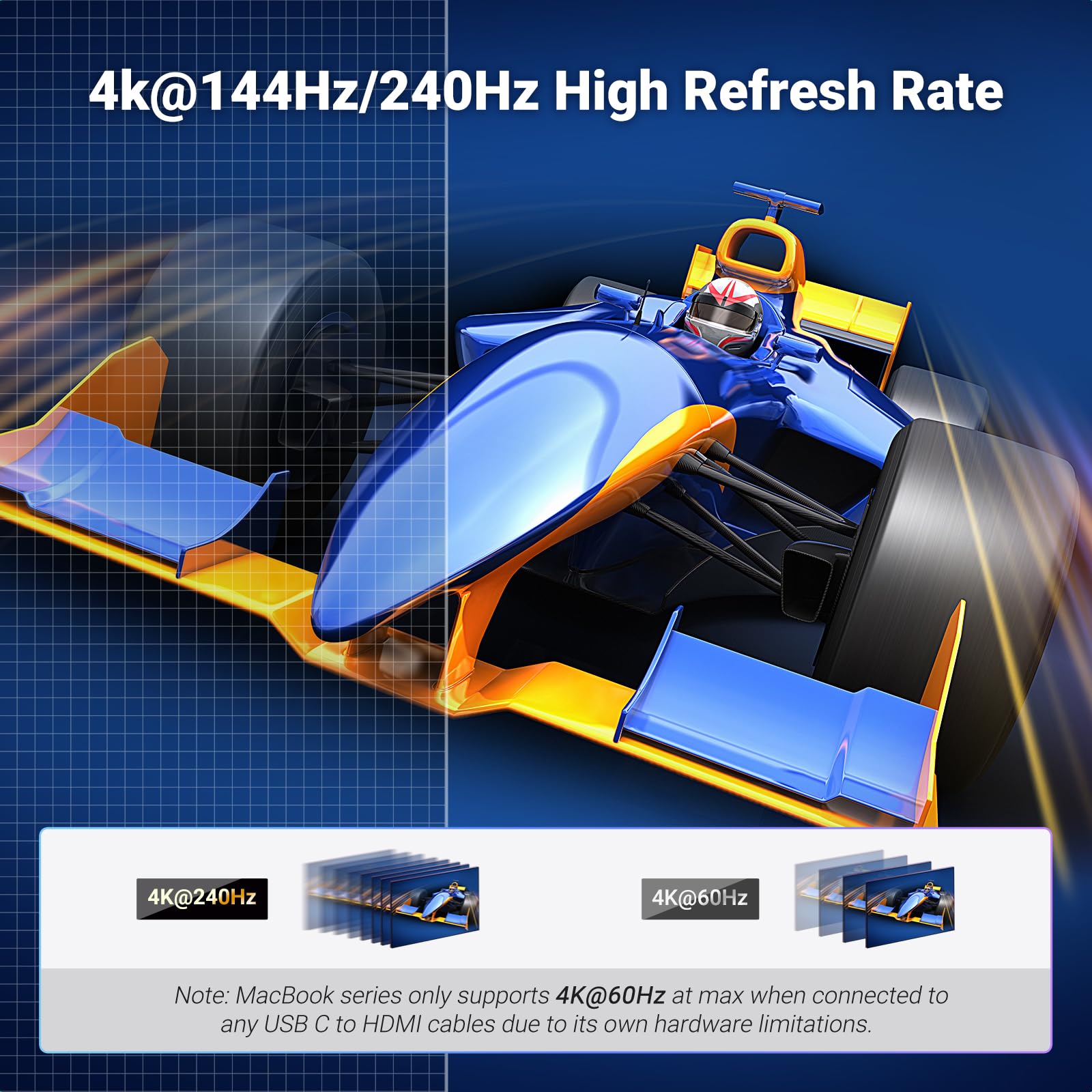 UGREEN UGREEN USB C to HDMI 2.1 Adapter 8K 60Hz 4K 240Hz Thunderbolt 4 3 Converter 48Gbps HDR HDCP2.3 Braided 6.6FT Compatible with iPhone Galaxy MacBook - View 3 of 9