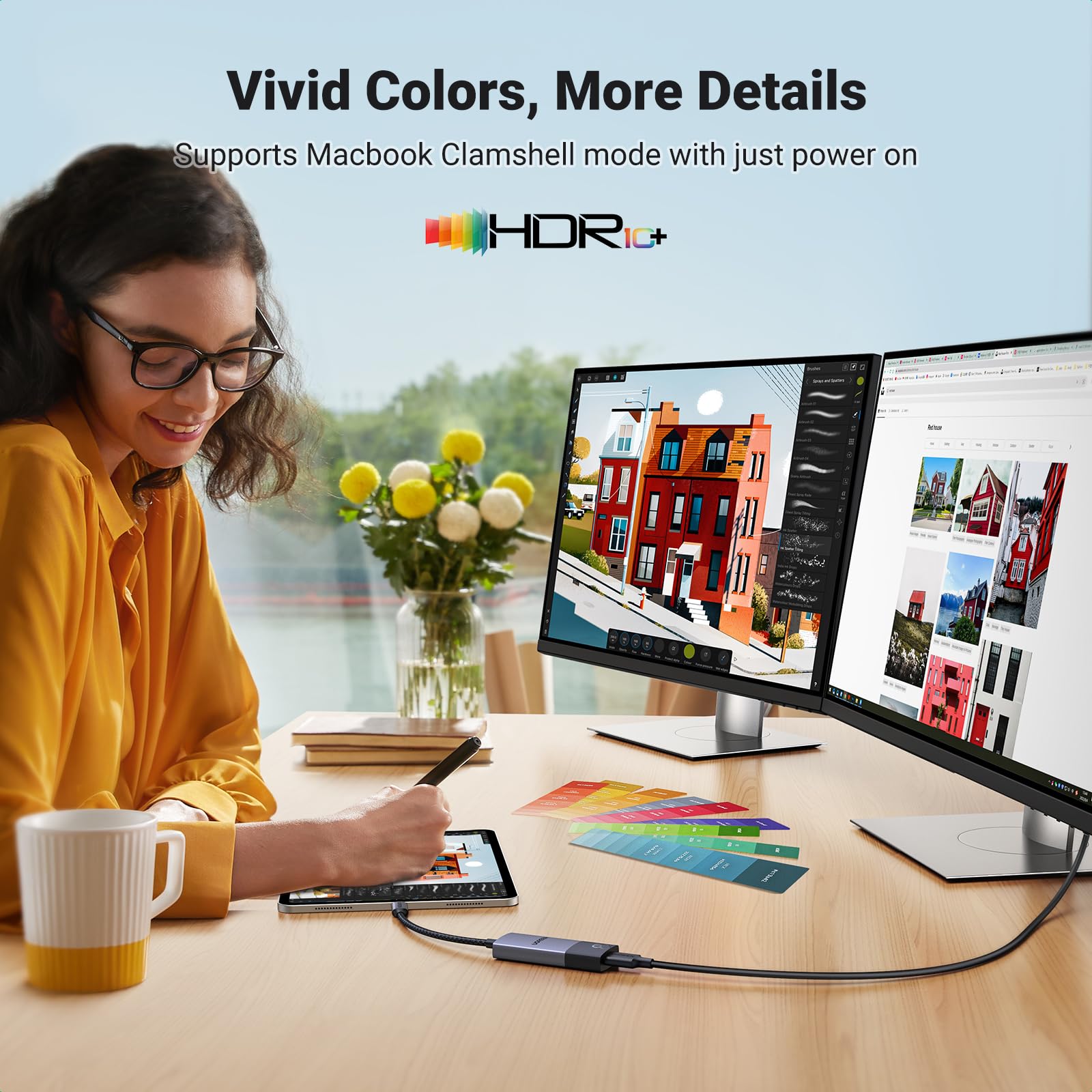 UGREEN UGREEN USB C to HDMI 2.1 Adapter 8K 60Hz 4K 240Hz Thunderbolt 4 3 Converter 48Gbps HDR HDCP2.3 Braided 6.6FT Compatible with iPhone Galaxy MacBook - View 5 of 9