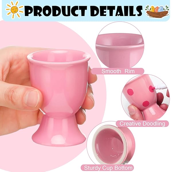 FoldTier FoldTier 12 Pcs Ceramic Egg Cups Porcelain Holders for Hard Soft Boiled Eggs Perfect for Breakfast Parties and Holiday Gifts in 6 Colors - View 5 of 8
