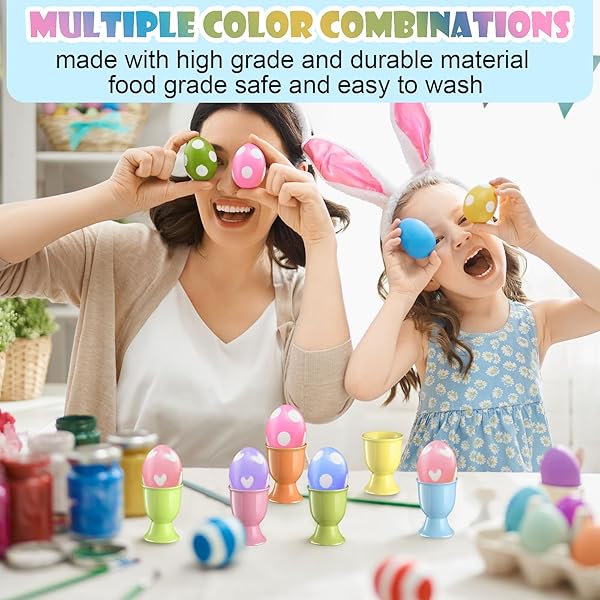 FoldTier FoldTier 12 Pcs Ceramic Egg Cups Porcelain Holders for Hard Soft Boiled Eggs Perfect for Breakfast Parties and Holiday Gifts in 6 Colors - View 7 of 8