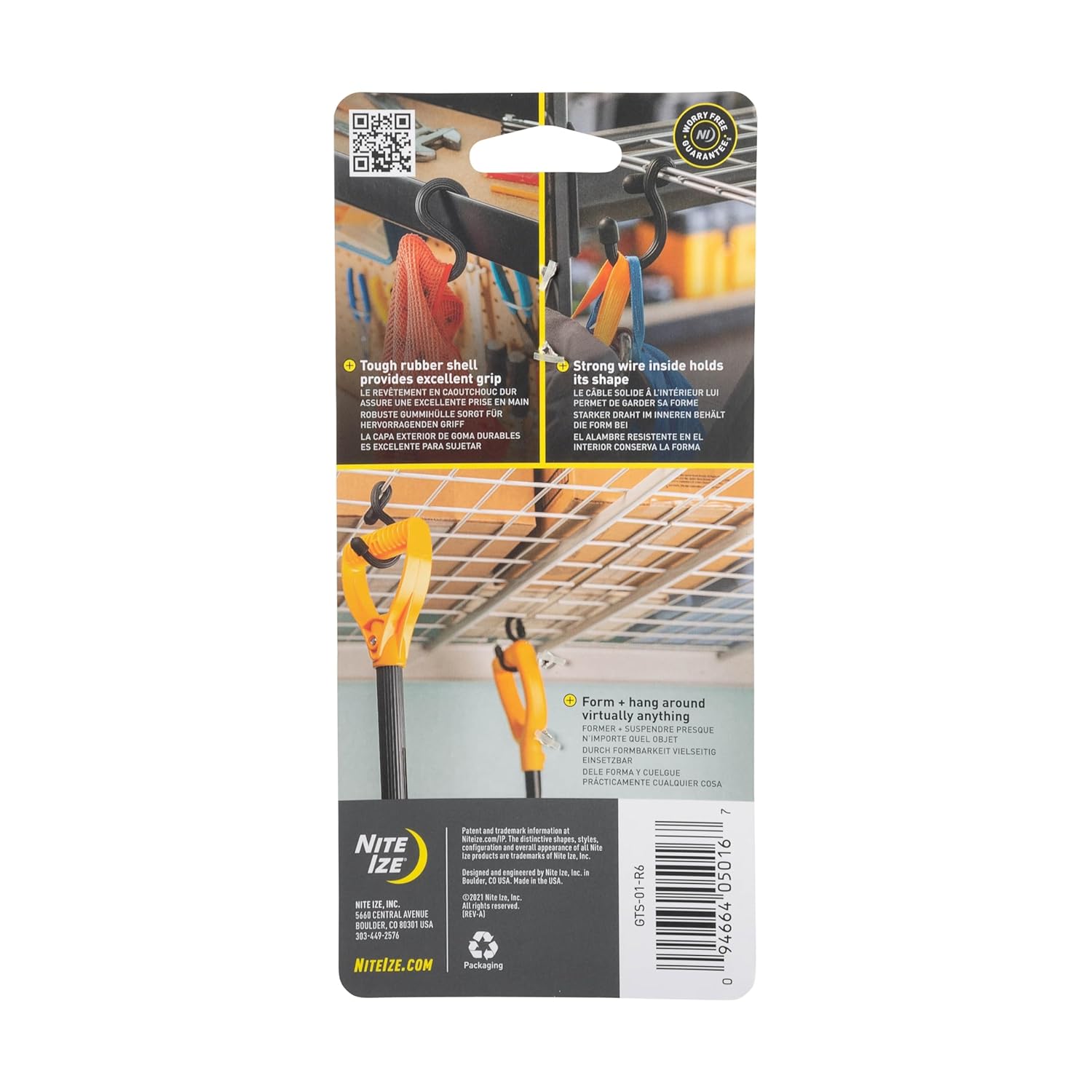 Nite Ize Nite Ize Gear Tie Bendable S-Hook Utility Hook for Hanging Strong Rubber Hook for Closets Garages and More Black 4 Pack - View 8 of 9