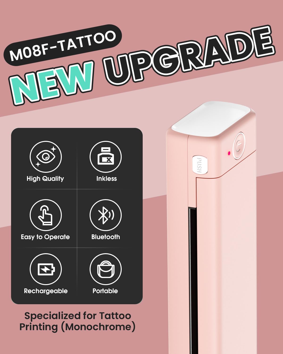 Phomemo Phomemo M08F Bluetooth Tattoo Stencil Printer: Ideal for Artists & Beginners - Includes 10 Transfer Papers - View 2 of 8