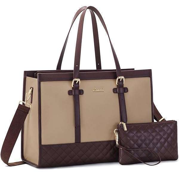 LOVEVOOK "LOVEVOOK 15.6" Laptop Bag for Women - Stylish Canvas Tote, Large Capacity Work & Travel Bag with Clutch Purse"