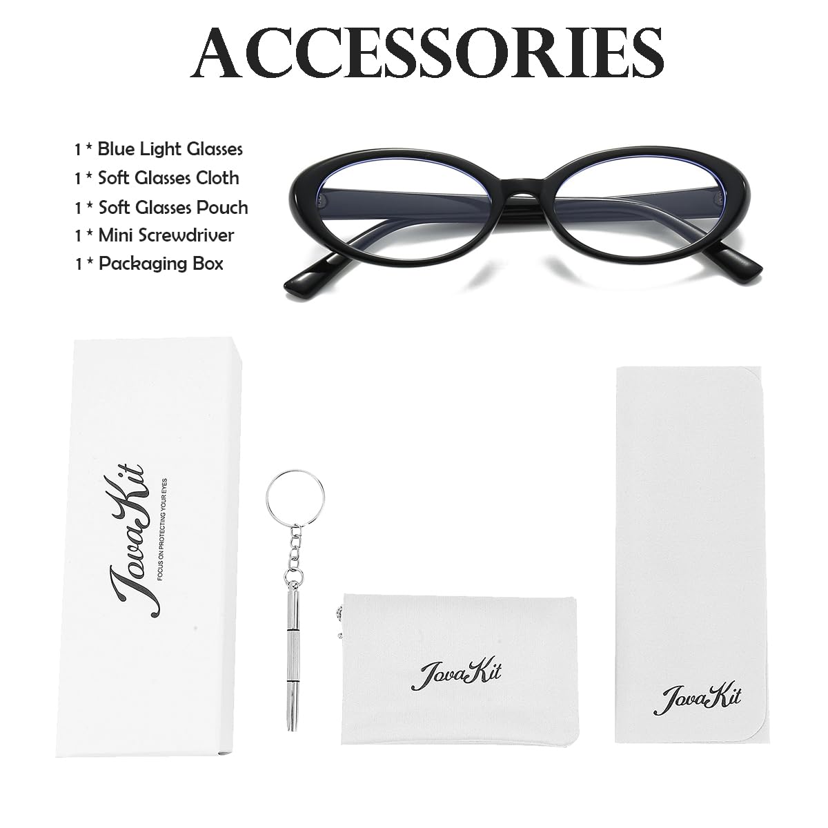 JOVAKIT JOVAKIT Oval Blue Light Blocking Glasses Vintage Fashion for Women and Men Retro 90s Style Eyeglasses in Black - View 7 of 7