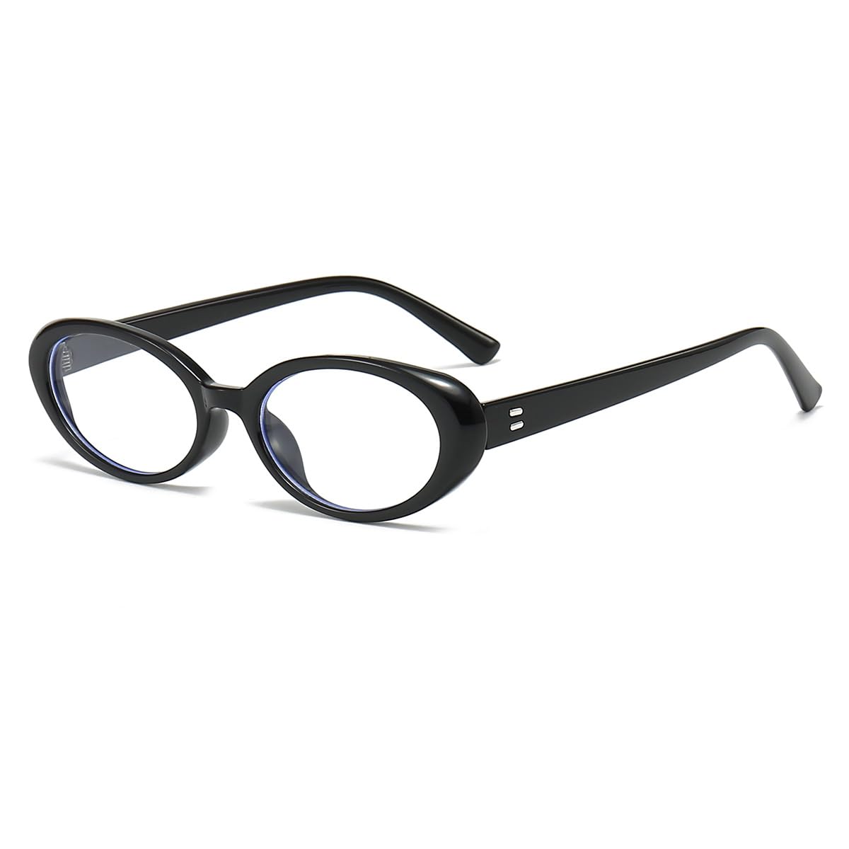 JOVAKIT Oval Blue Light Blocking Glasses Vintage Fashion for Women and Men Retro 90s Style Eyeglasses in Black