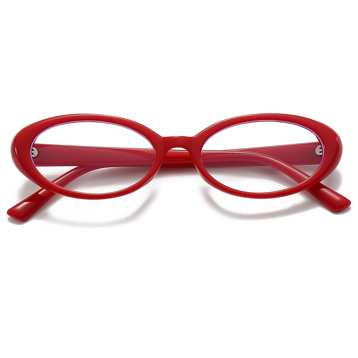 JOVAKIT JOVAKIT Oval Blue Light Blocking Glasses Vintage Fashion Retro Eyeglasses for Women and Men in Red Color - View 3 of 7