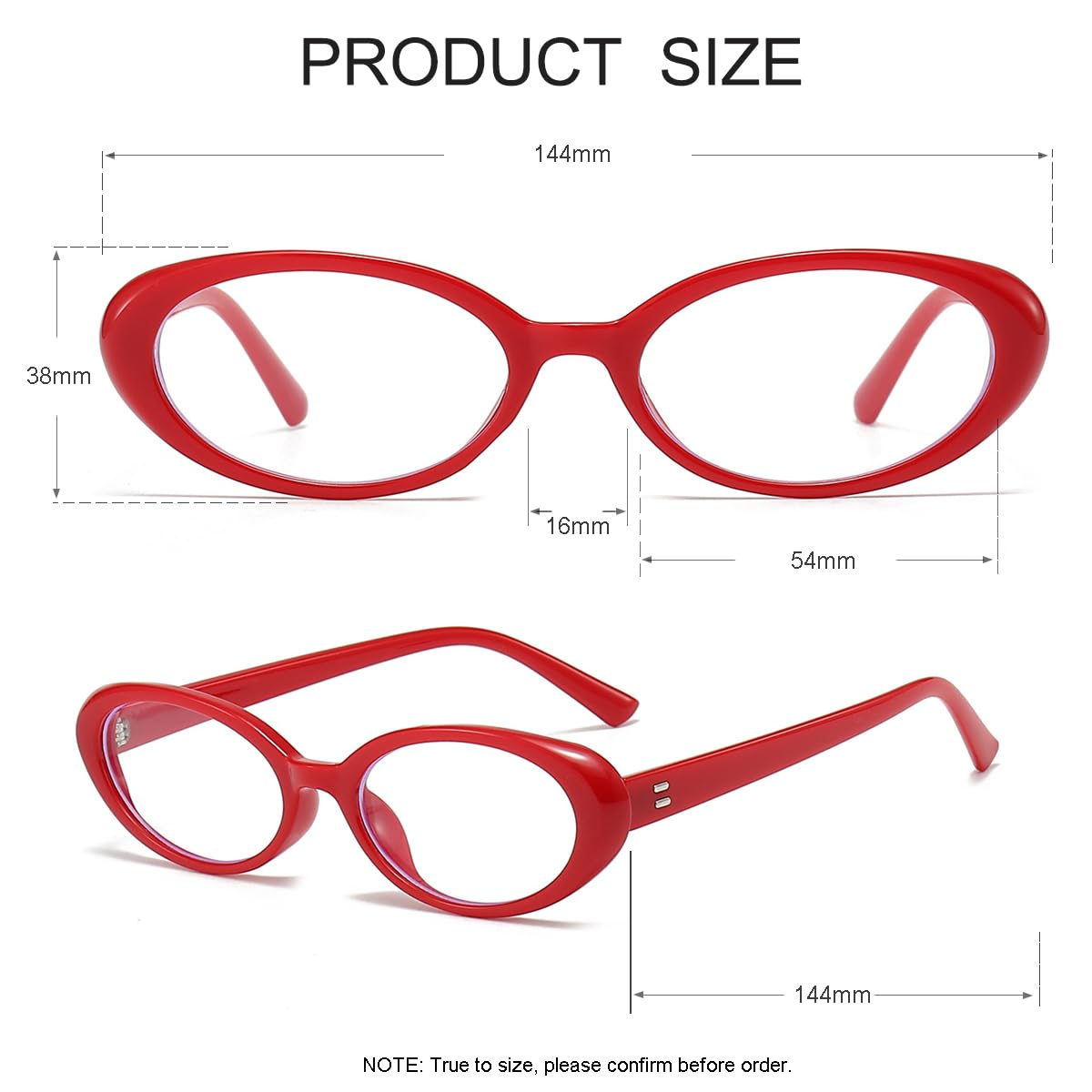 JOVAKIT JOVAKIT Oval Blue Light Blocking Glasses Vintage Fashion Retro Eyeglasses for Women and Men in Red Color - View 5 of 7