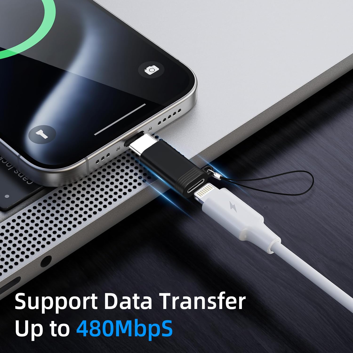 UWOXX 2 Pack USB C to Lightning Adapter for iPhone 16 15 iPad Pro Type C Devices Fast Charging and Data Transfer Connector - View 5 of 7