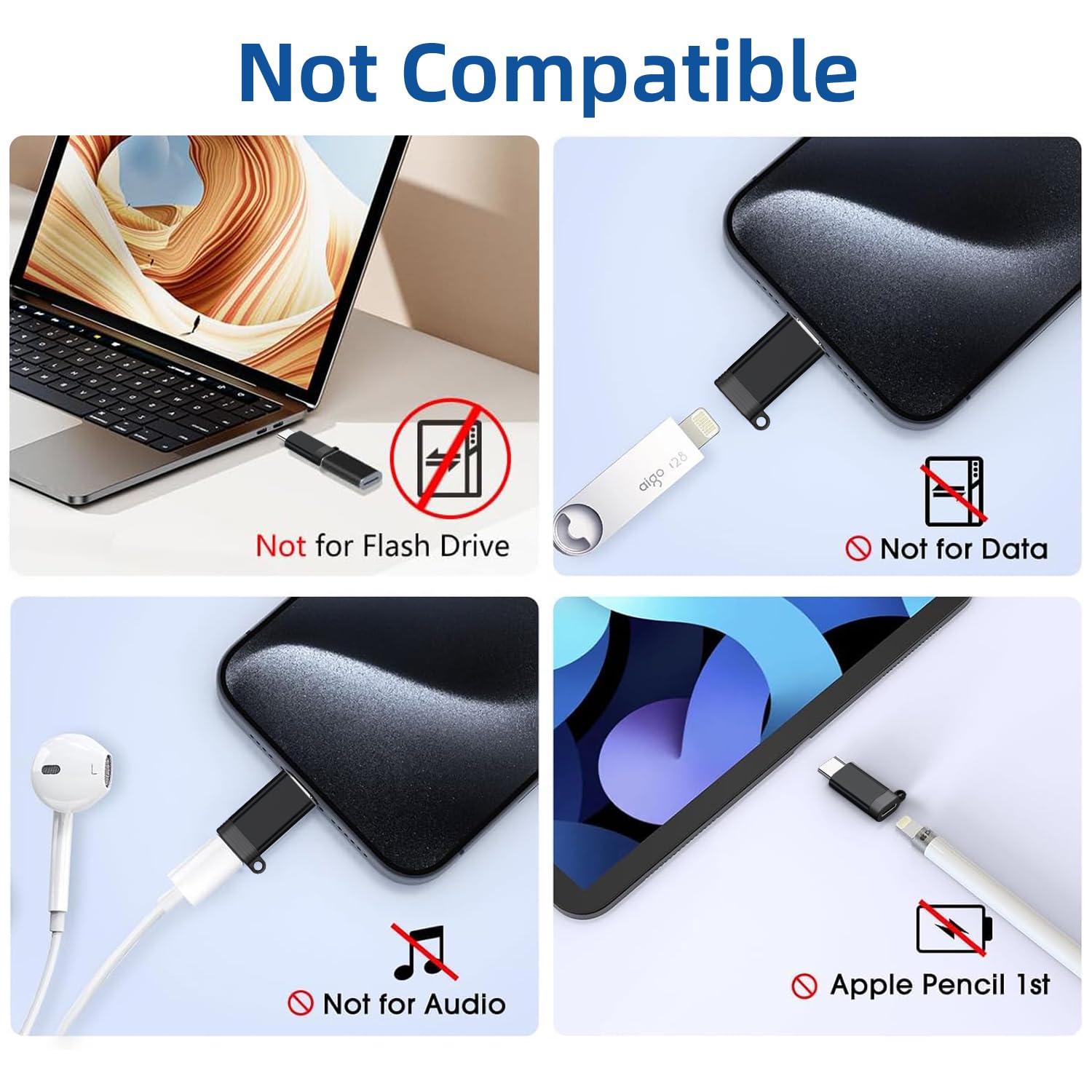 UWOXX 2 Pack USB C to Lightning Adapter for iPhone 16 15 iPad Pro Type C Devices Fast Charging and Data Transfer Connector - View 7 of 7