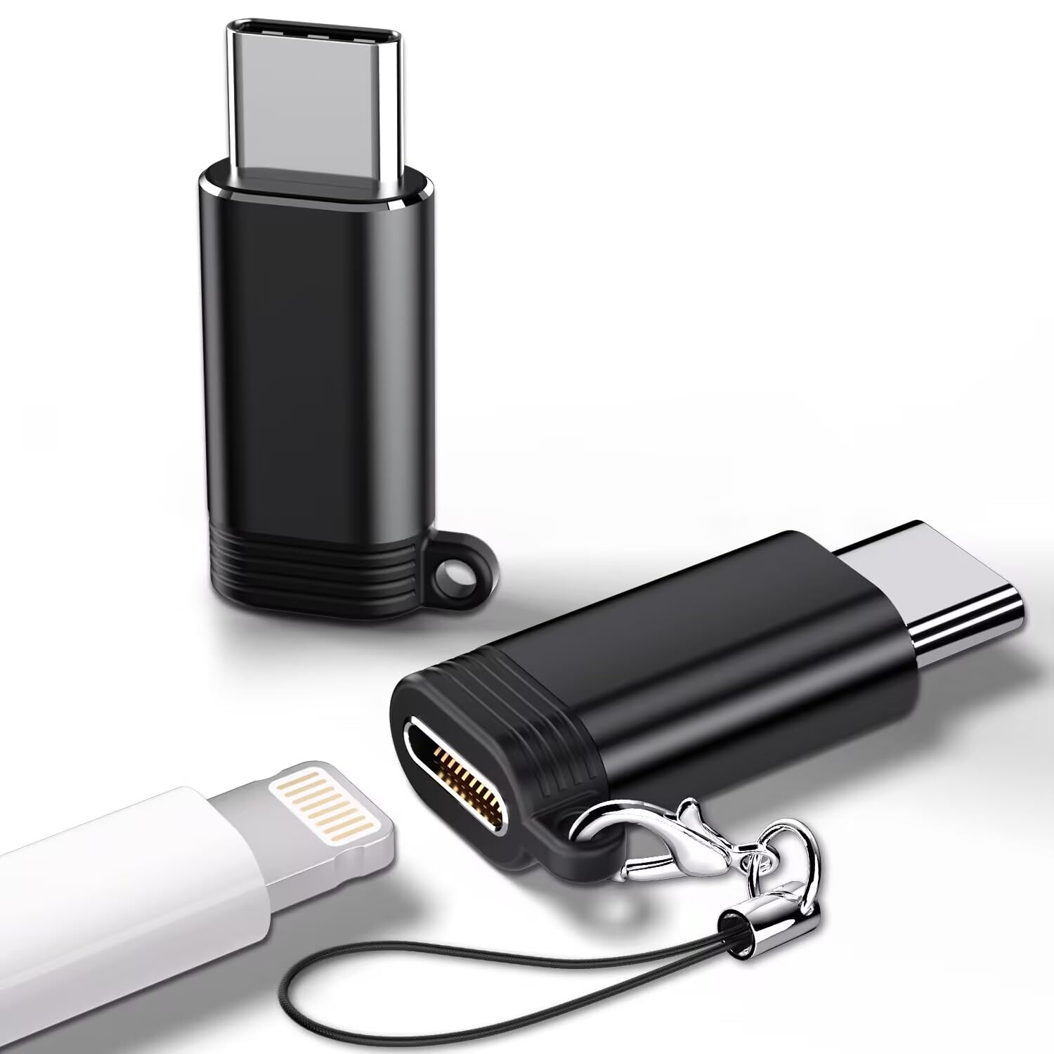 UWOXX 2 Pack USB C to Lightning Adapter for iPhone 16 15 iPad Pro Type C Devices Fast Charging and Data Transfer Connector